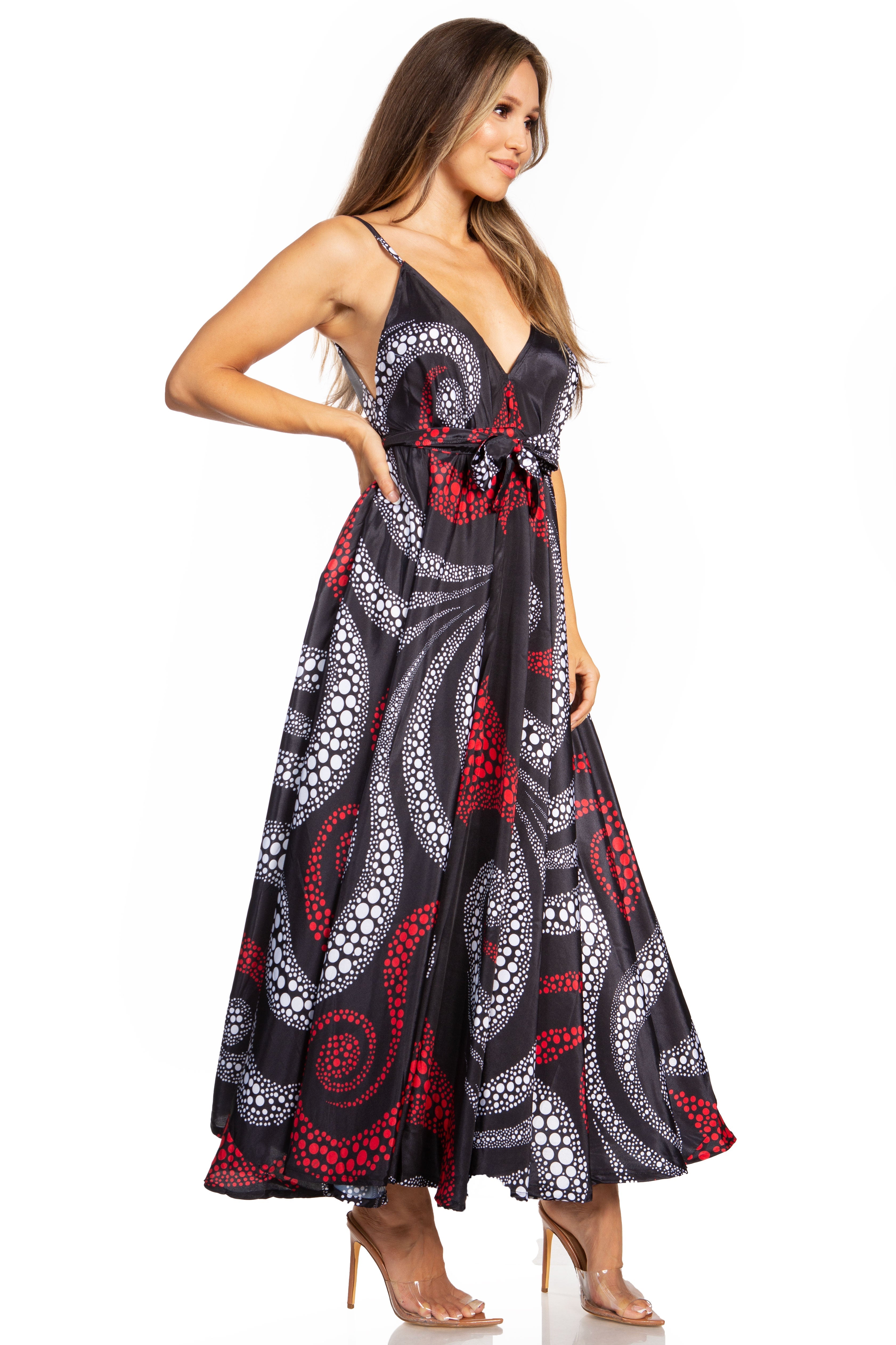 Sakkas - Niza Maxi Sleeveless Floral V-neck Loose Long Dress