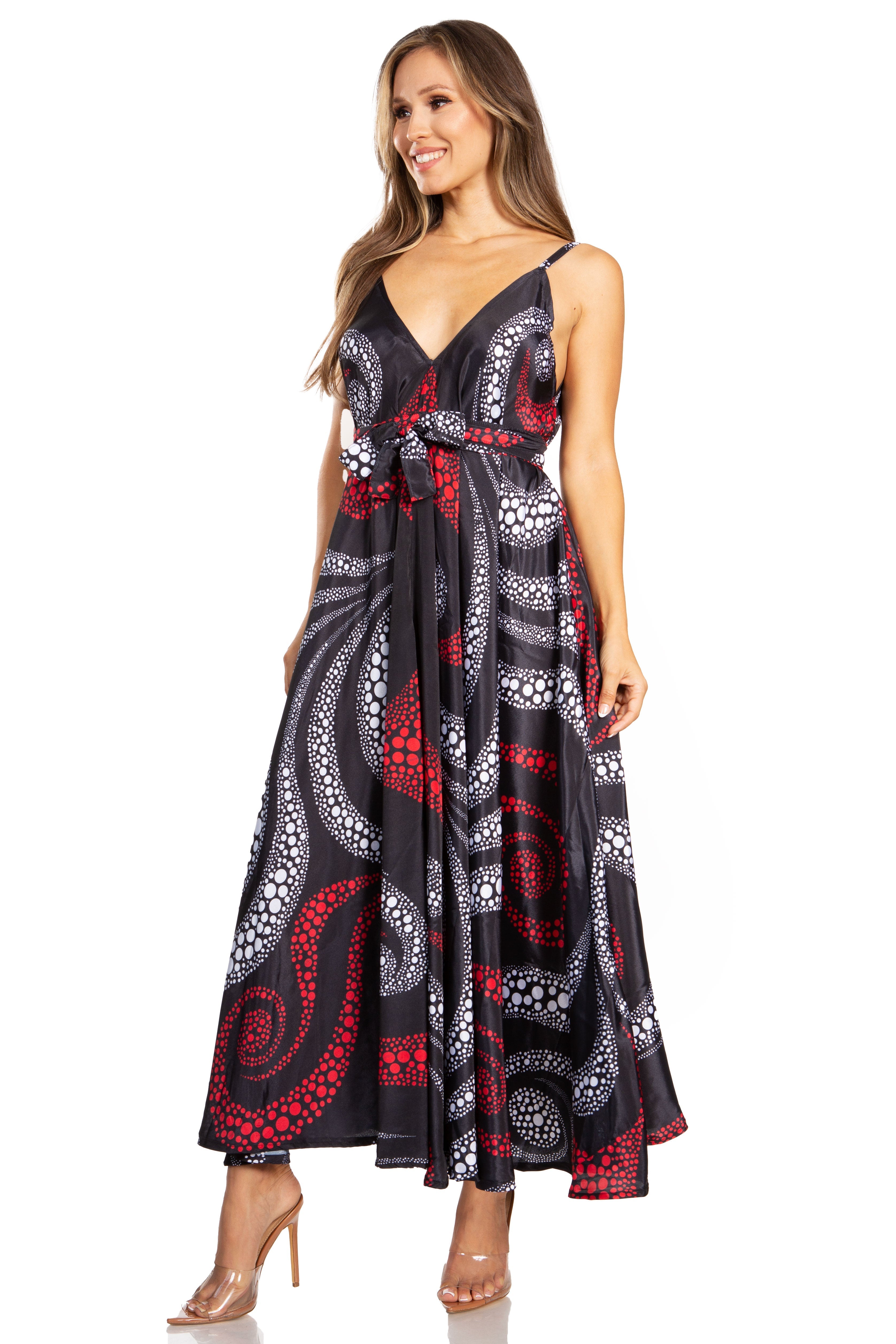 Sakkas - Niza Maxi Sleeveless Floral V-neck Loose Long Dress