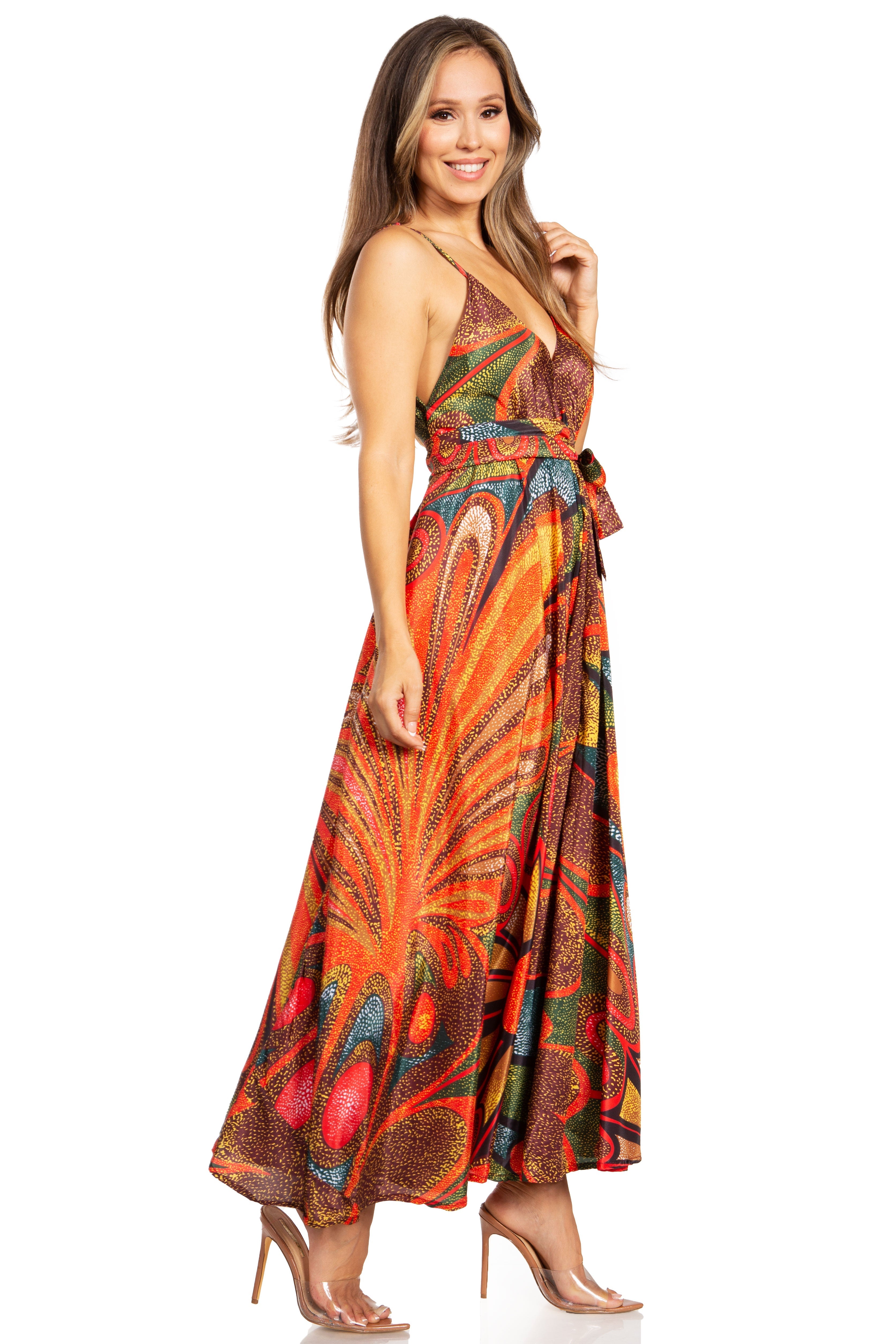 Sakkas - Niza Maxi Sleeveless Floral V-neck Loose Long Dress