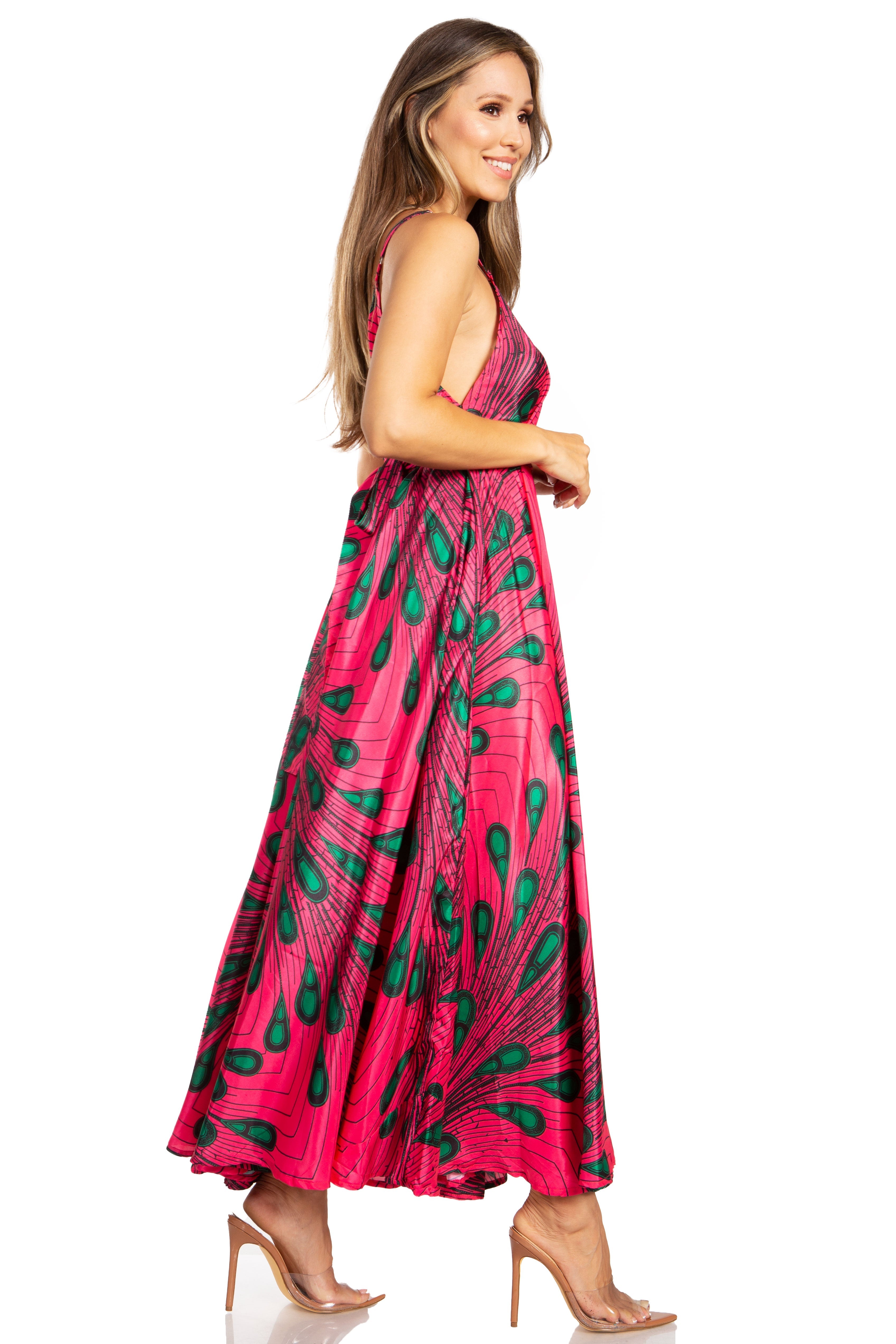 Sakkas - Niza Maxi Sleeveless Floral V-neck Loose Long Dress