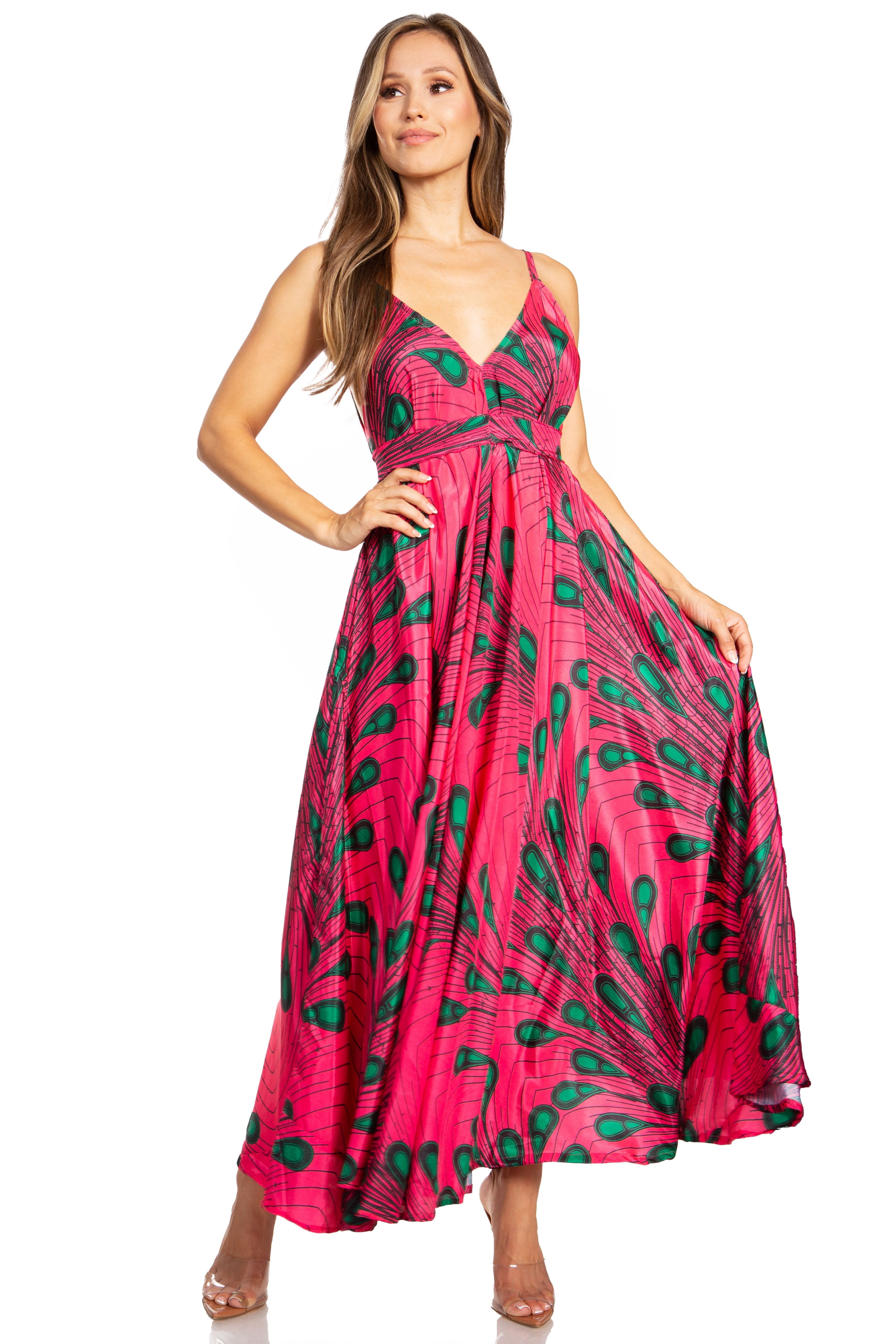 Sakkas - Niza Maxi Sleeveless Floral V-neck Loose Long Dress