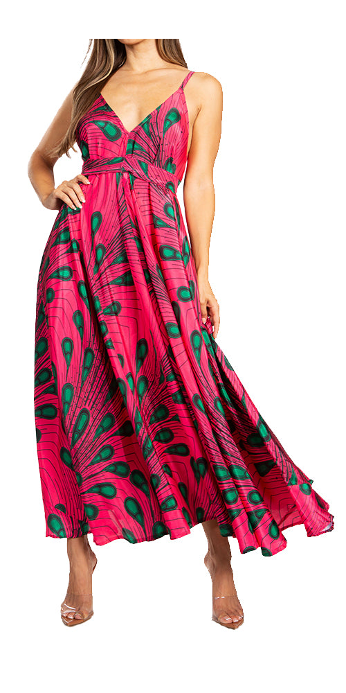 Sakkas - Niza Maxi Sleeveless Floral V-neck Loose Long Dress