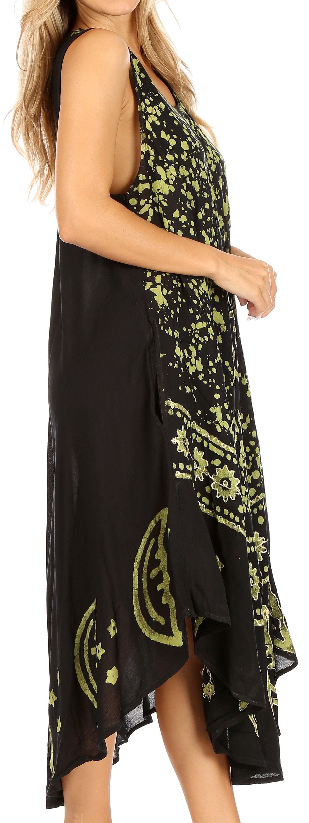 Sakkas - Moon and Stars Batik Caftan Tank Dress / Cover Up