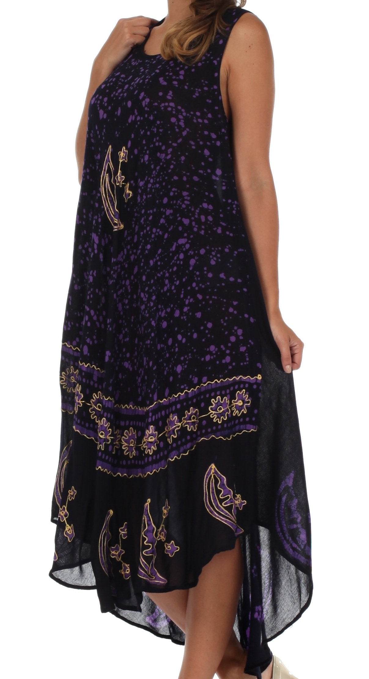 Sakkas - Moon and Stars Batik Caftan Tank Dress / Cover Up