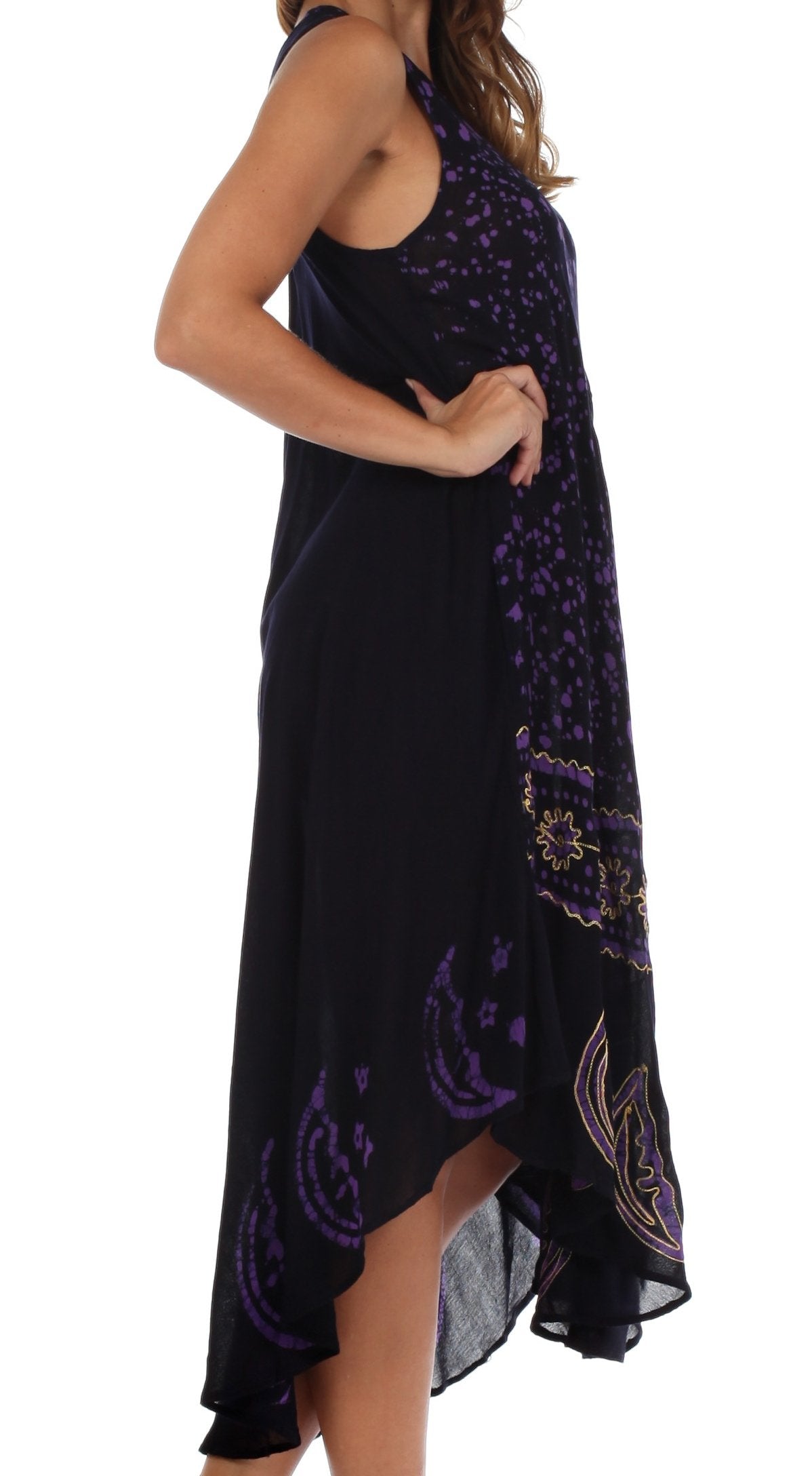 Sakkas - Moon and Stars Batik Caftan Tank Dress / Cover Up