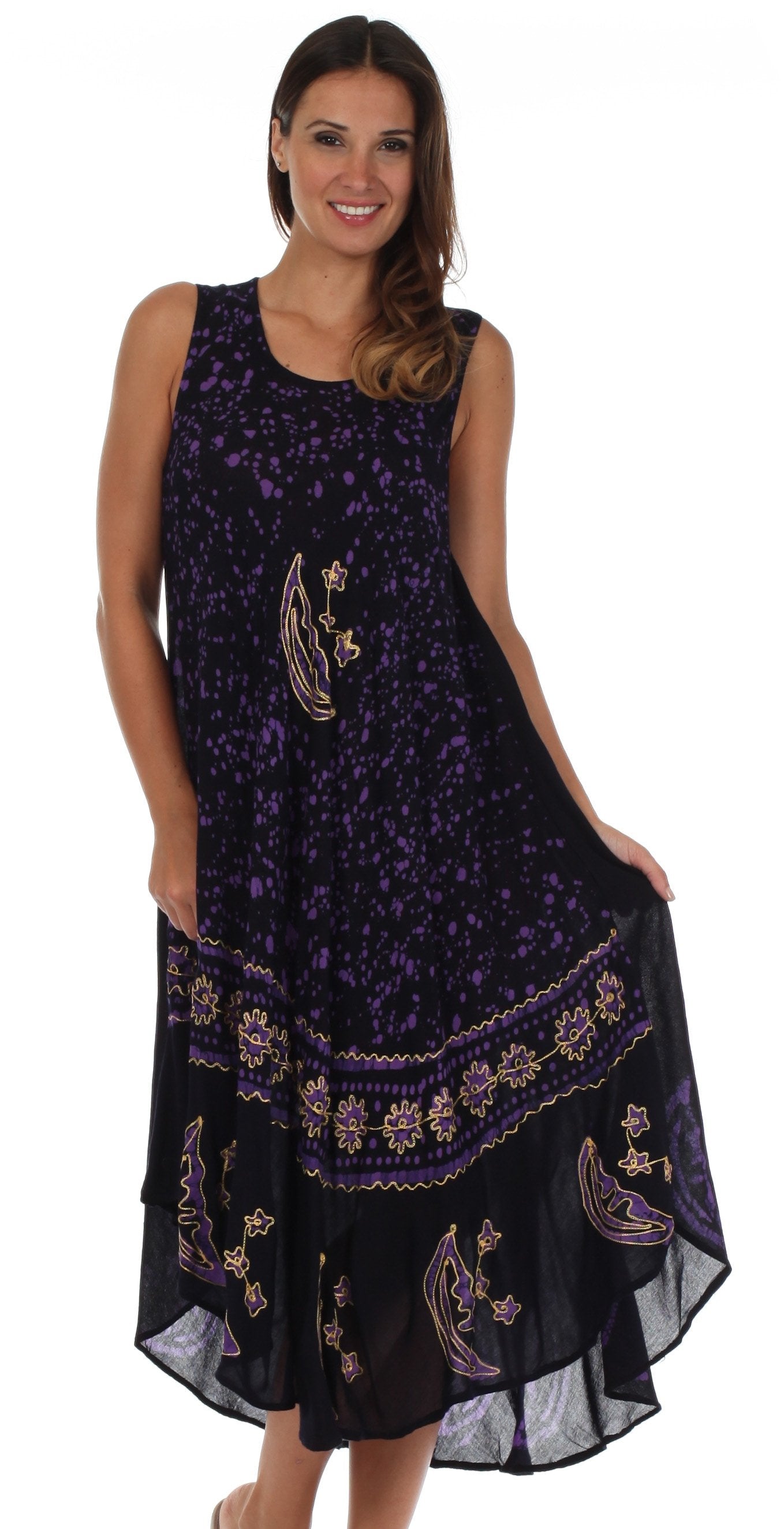 Sakkas - Moon and Stars Batik Caftan Tank Dress / Cover Up