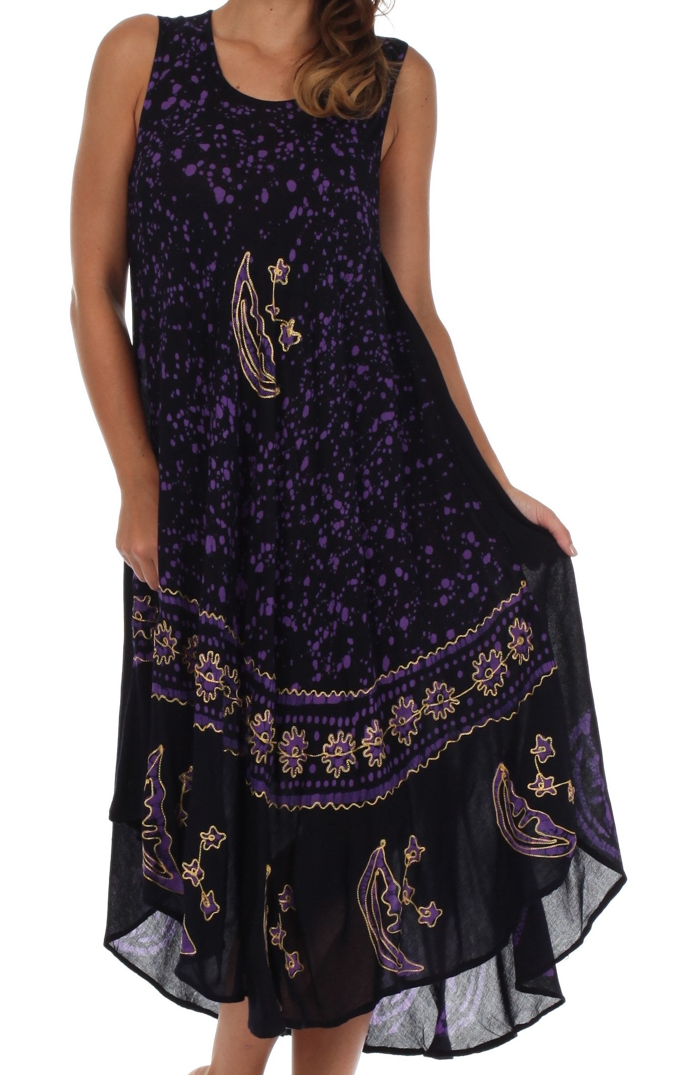 Sakkas - Moon and Stars Batik Caftan Tank Dress / Cover Up