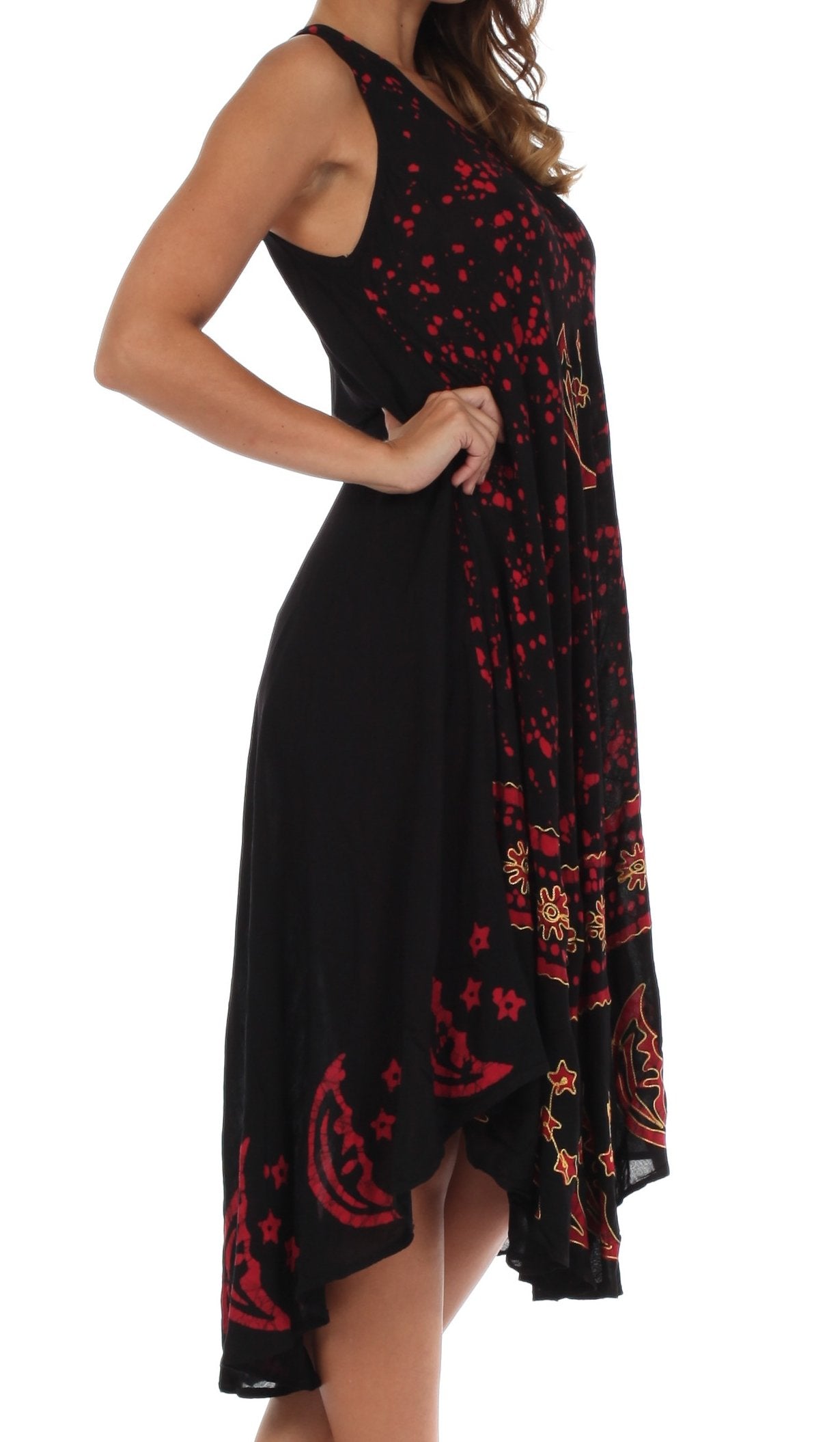 Sakkas - Moon and Stars Batik Caftan Tank Dress / Cover Up