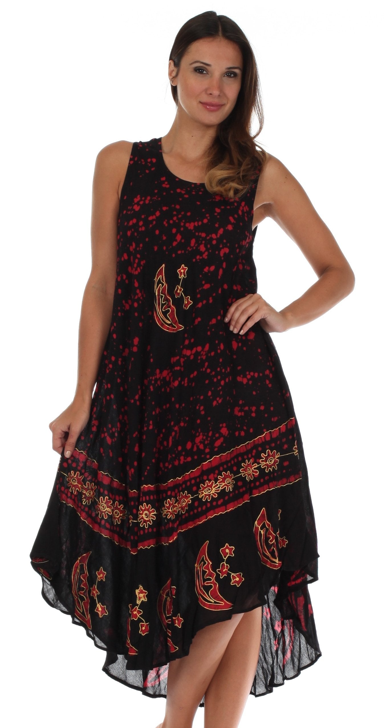 Sakkas - Moon and Stars Batik Caftan Tank Dress / Cover Up