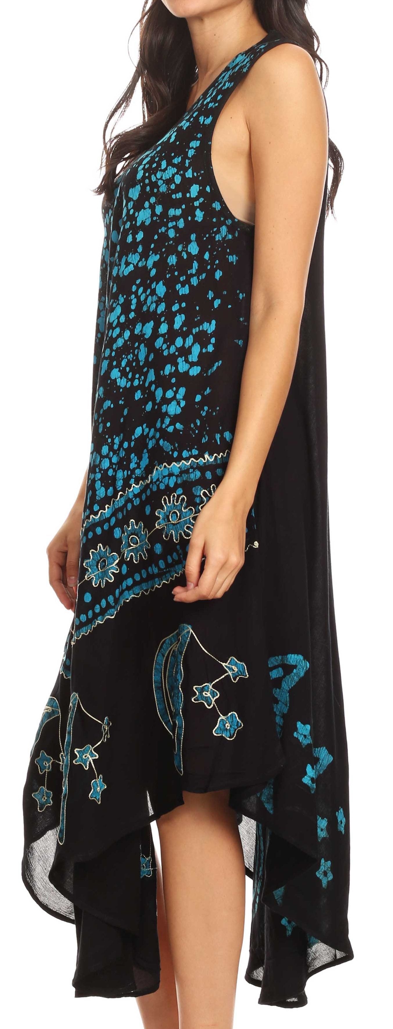 Sakkas - Moon and Stars Batik Caftan Tank Dress / Cover Up