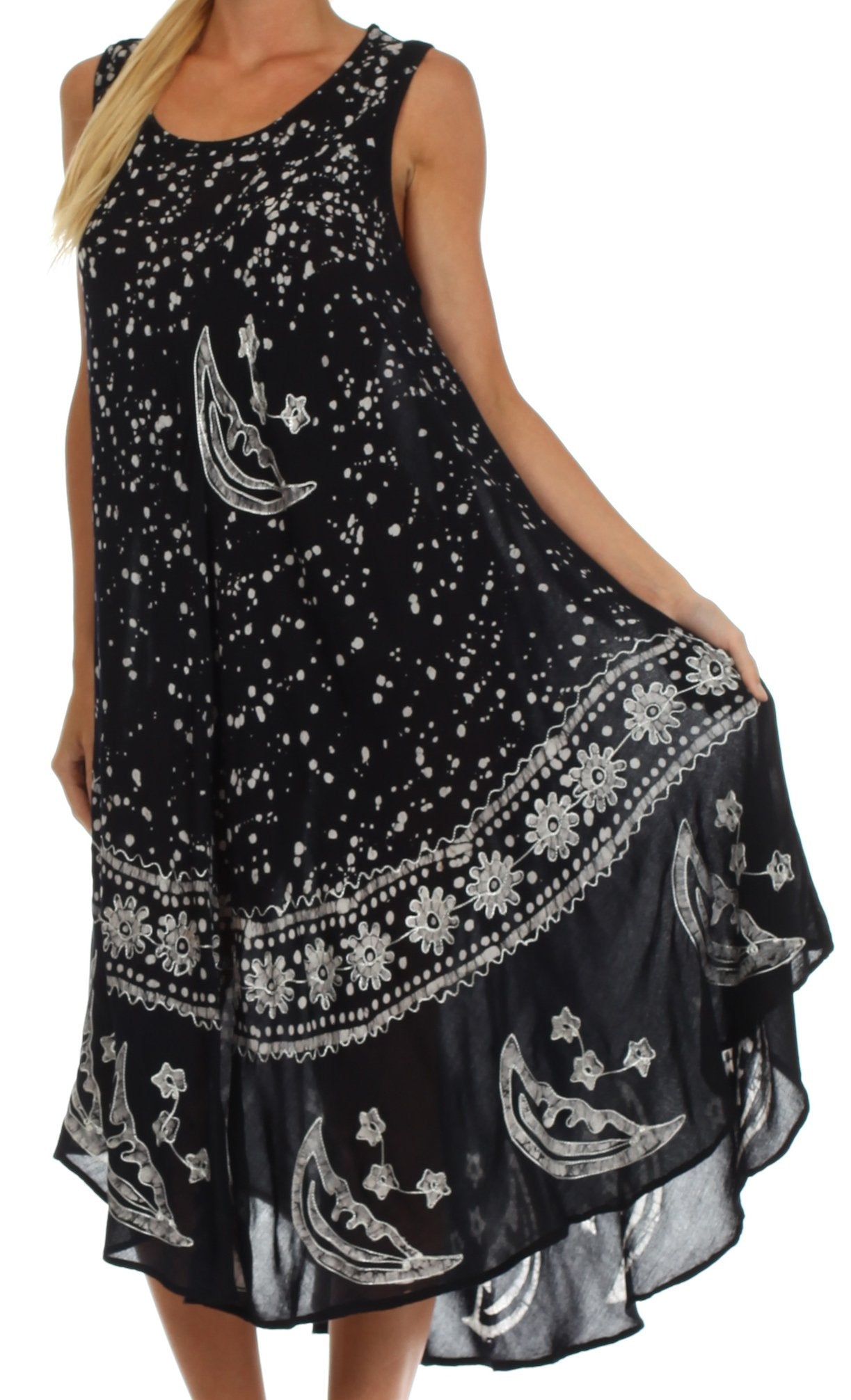 Sakkas - Moon and Stars Batik Caftan Tank Dress / Cover Up