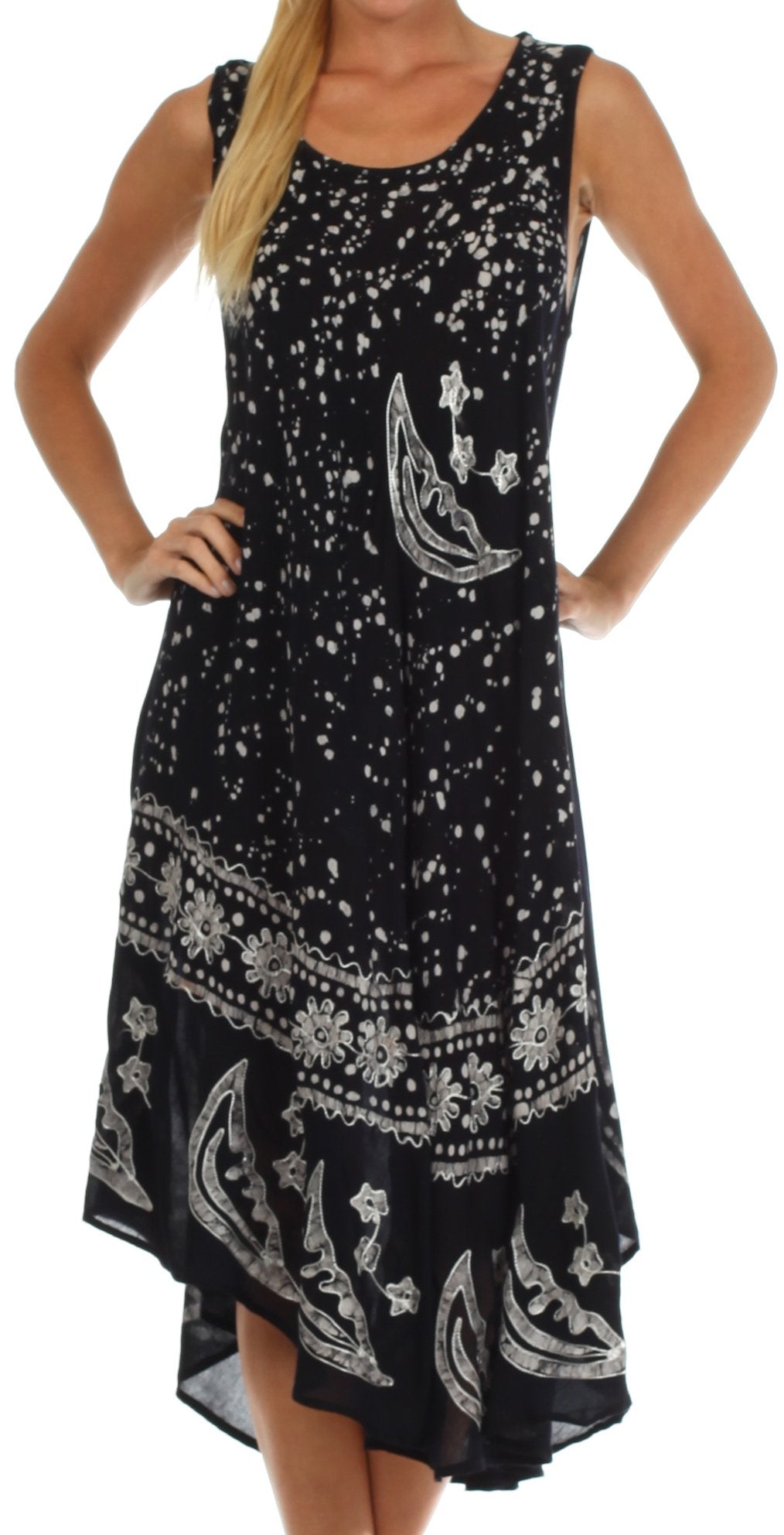 Sakkas - Moon and Stars Batik Caftan Tank Dress / Cover Up