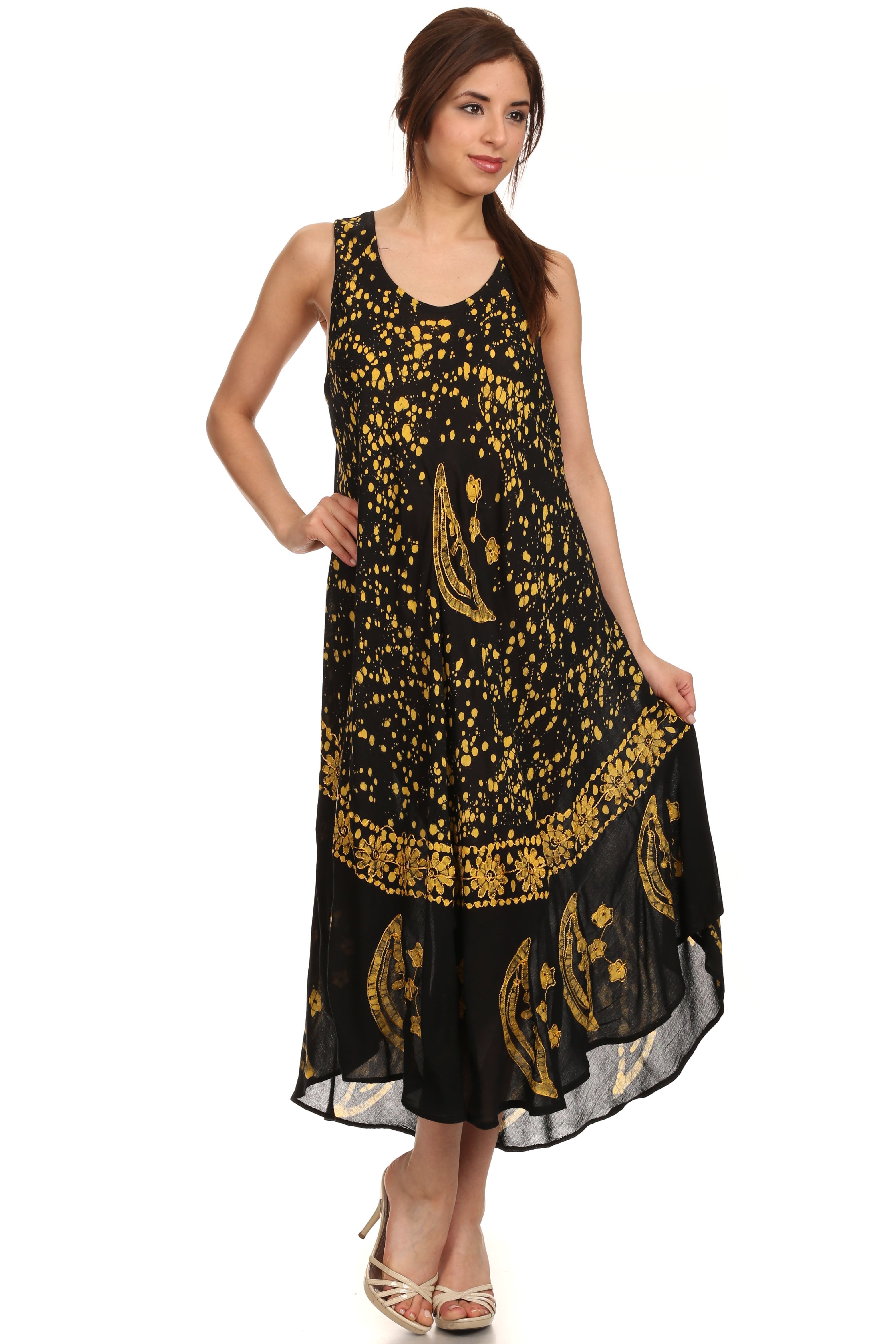 Sakkas - Moon and Stars Batik Caftan Tank Dress / Cover Up