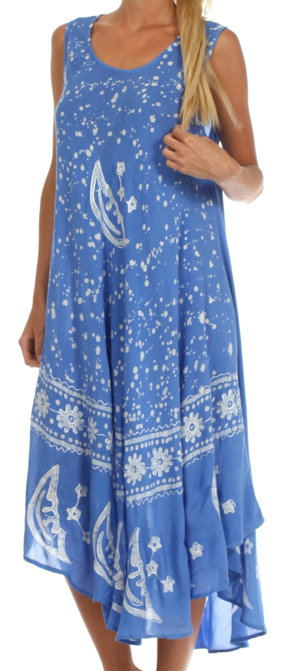 Sakkas - Moon and Stars Batik Caftan Tank Dress / Cover Up