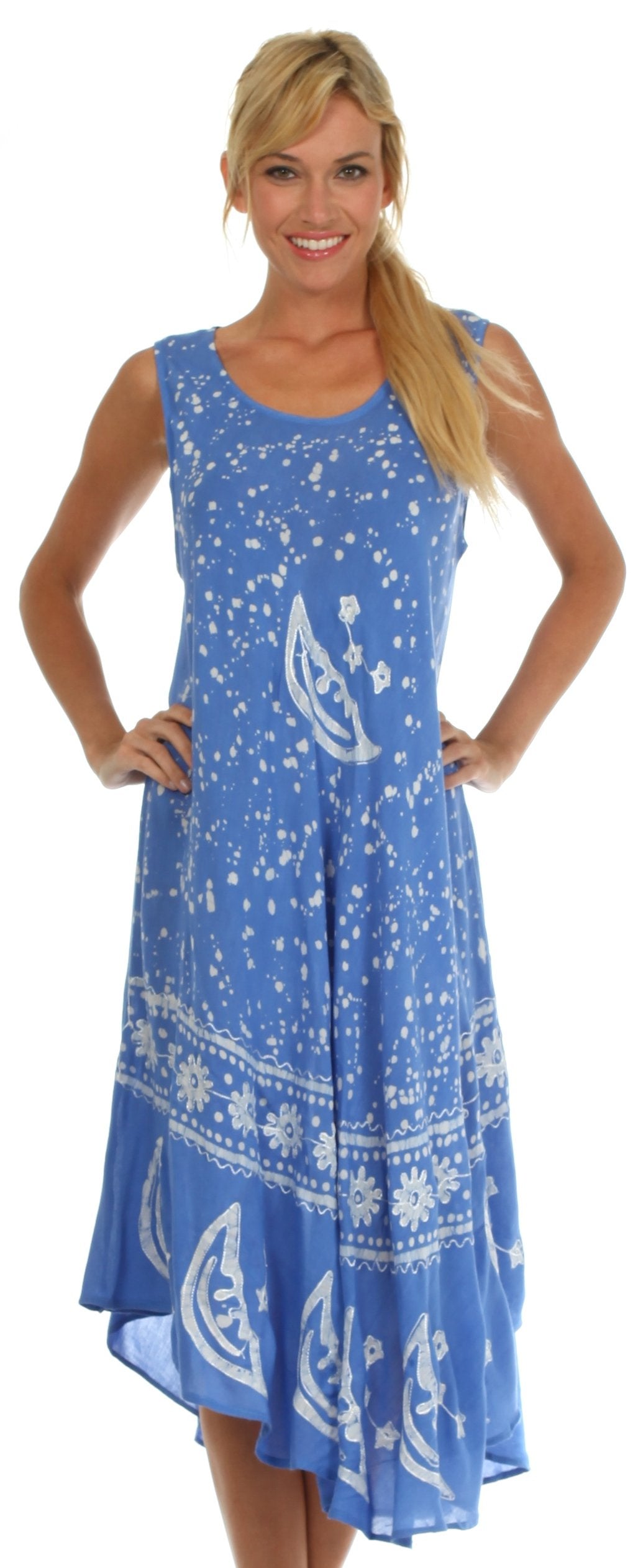 Sakkas - Moon and Stars Batik Caftan Tank Dress / Cover Up