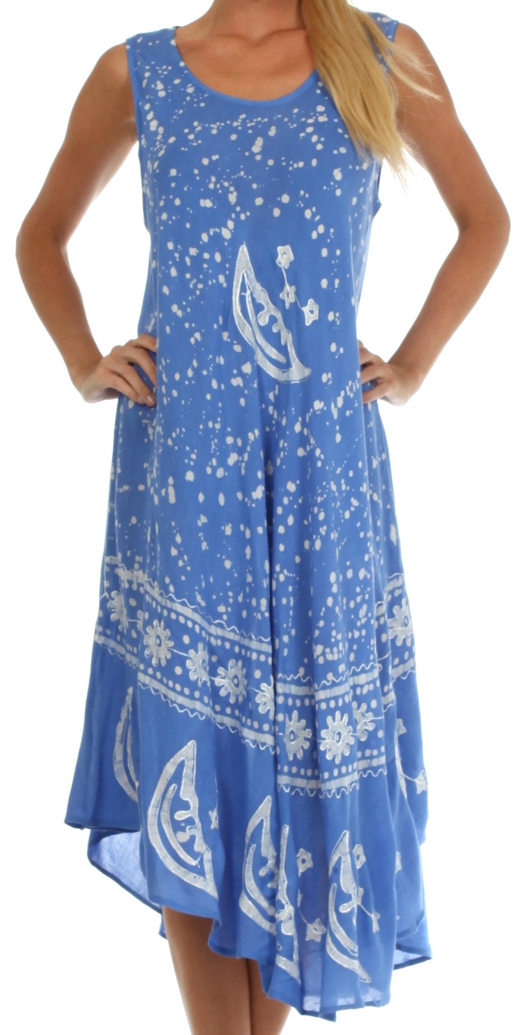 Sakkas - Moon and Stars Batik Caftan Tank Dress / Cover Up