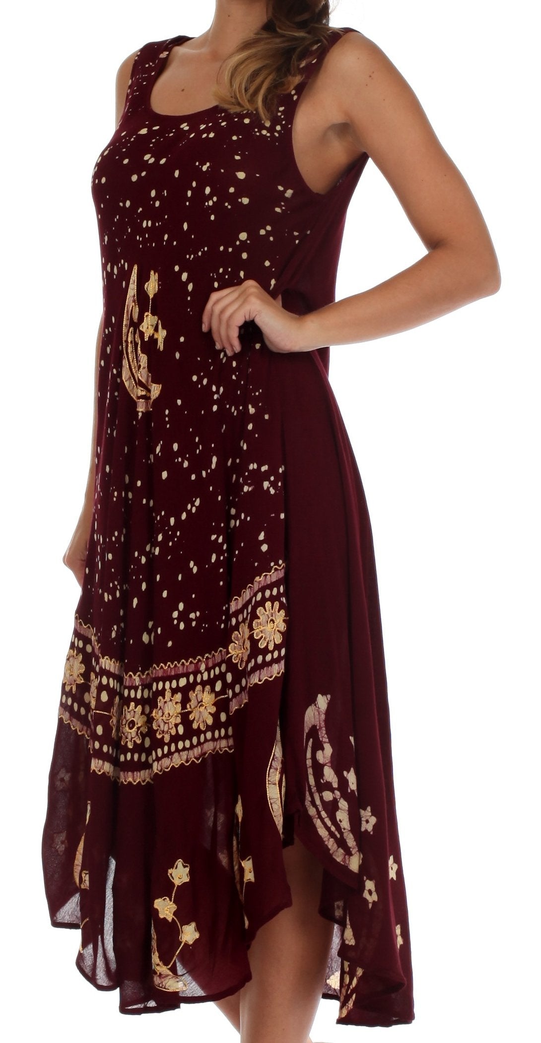 Sakkas - Moon and Stars Batik Caftan Tank Dress / Cover Up