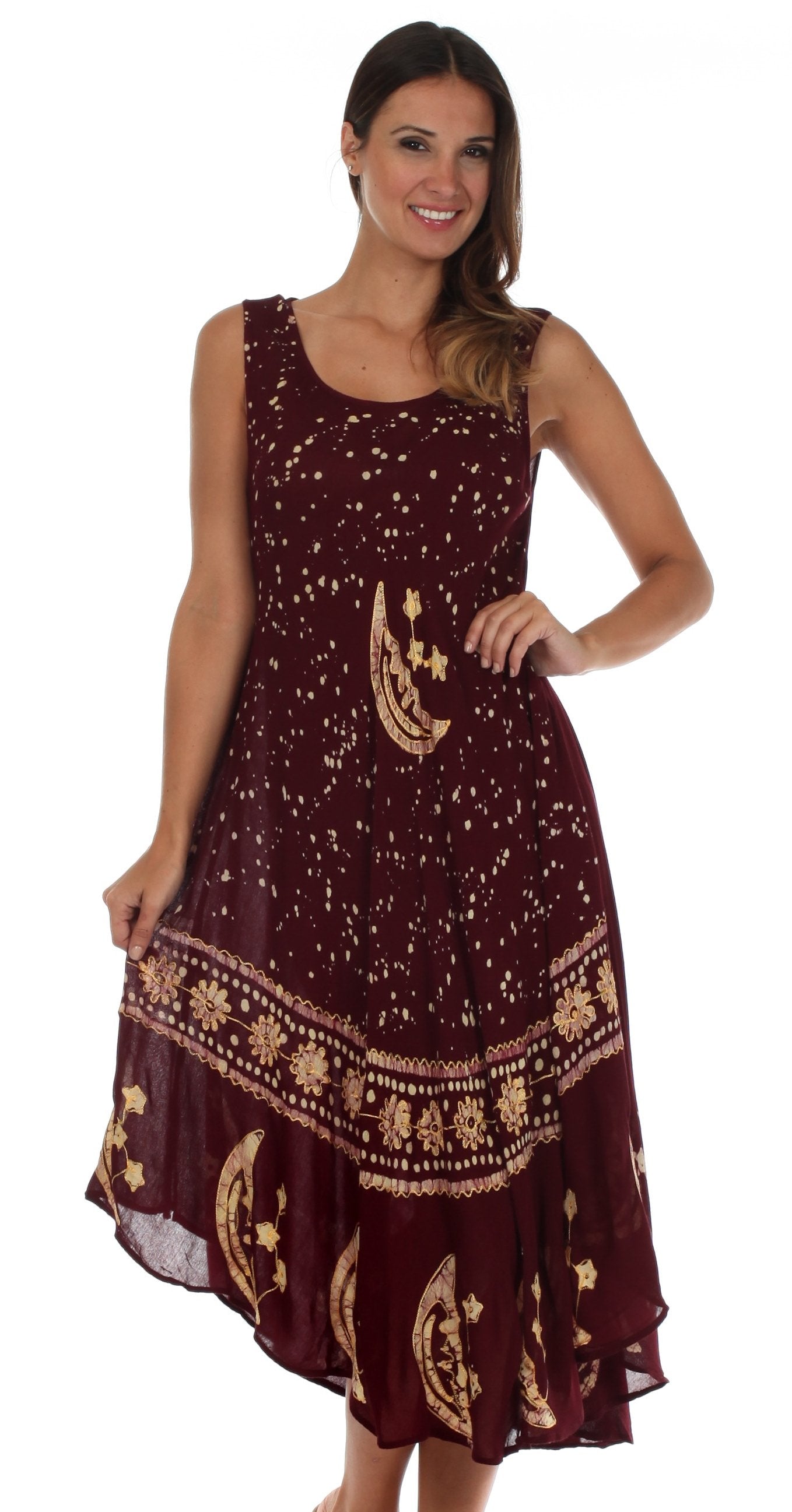 Sakkas - Moon and Stars Batik Caftan Tank Dress / Cover Up