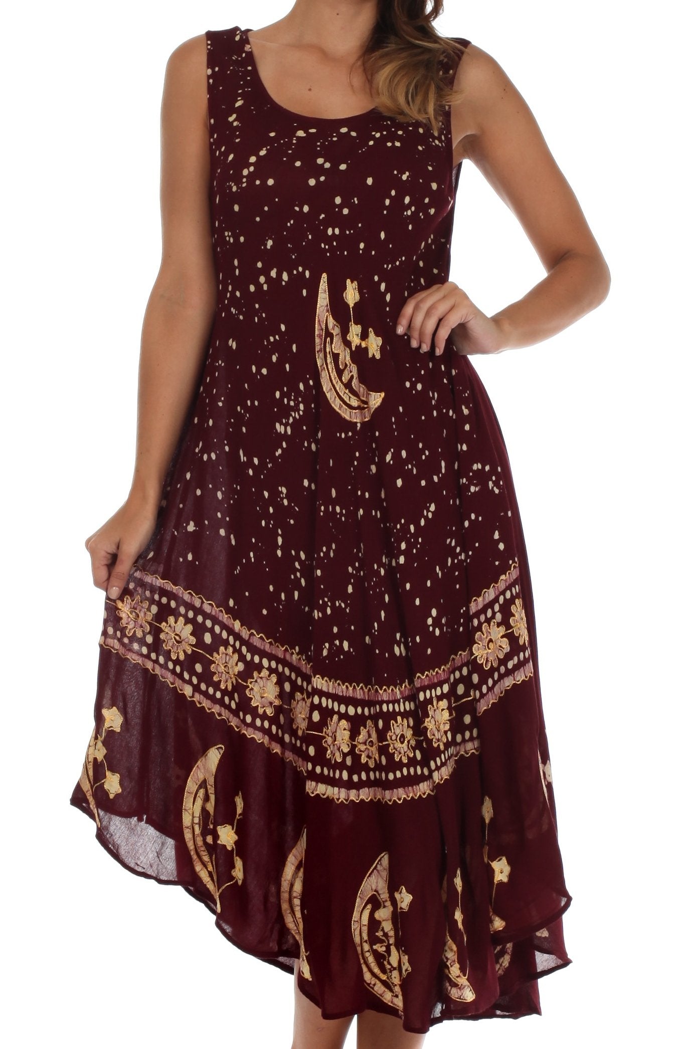 Sakkas - Moon and Stars Batik Caftan Tank Dress / Cover Up