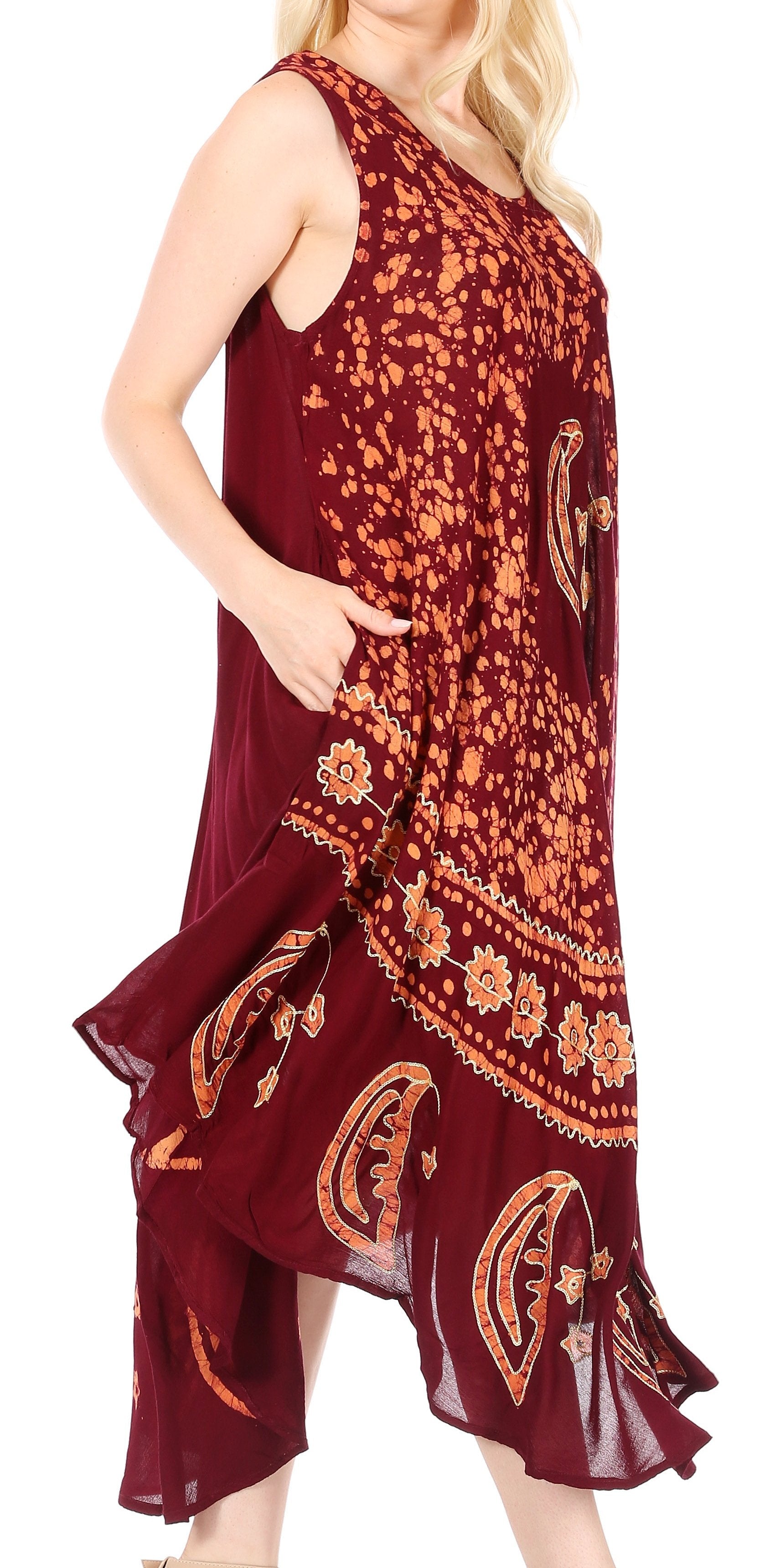 Sakkas - Moon and Stars Batik Caftan Tank Dress / Cover Up