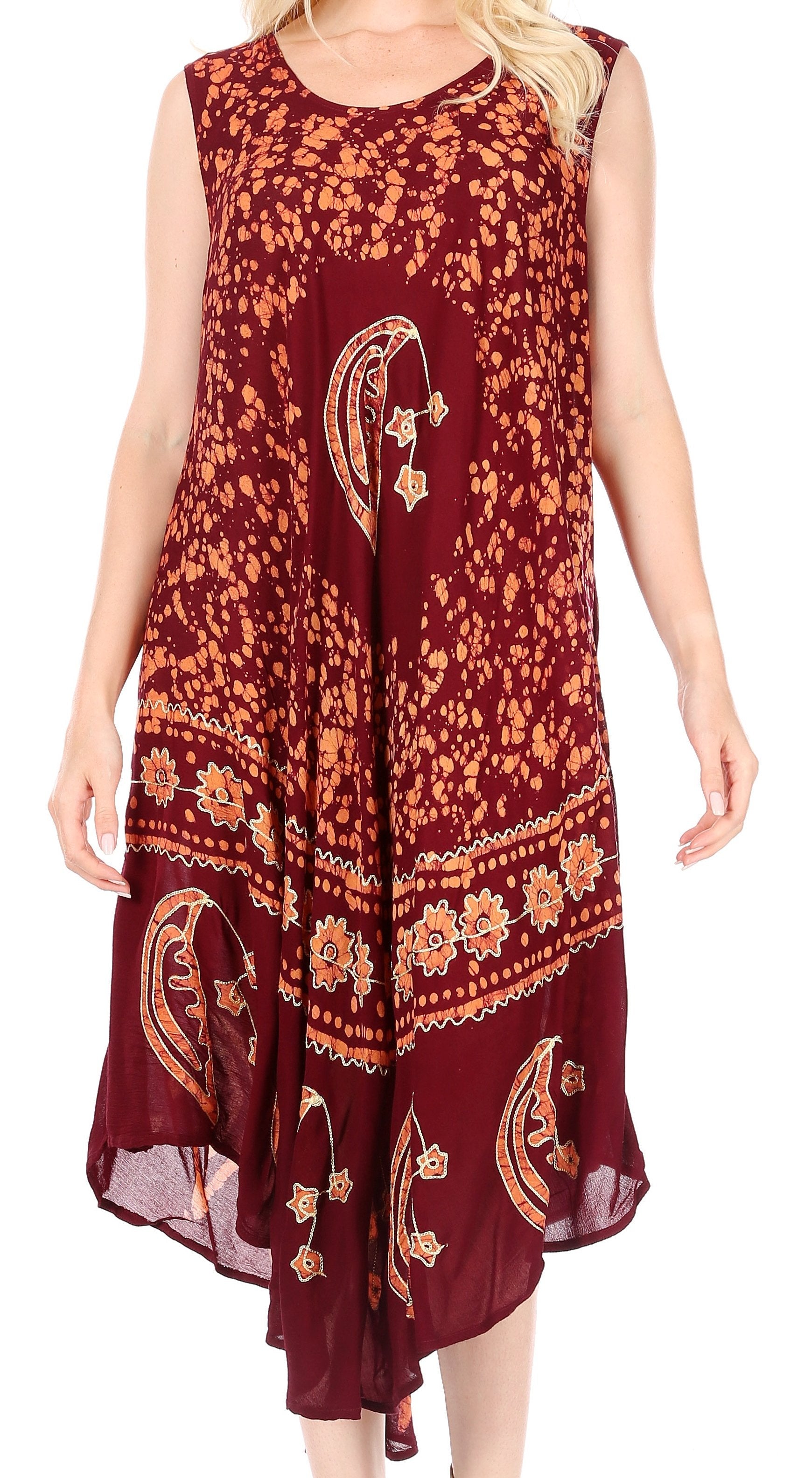 Sakkas - Moon and Stars Batik Caftan Tank Dress / Cover Up