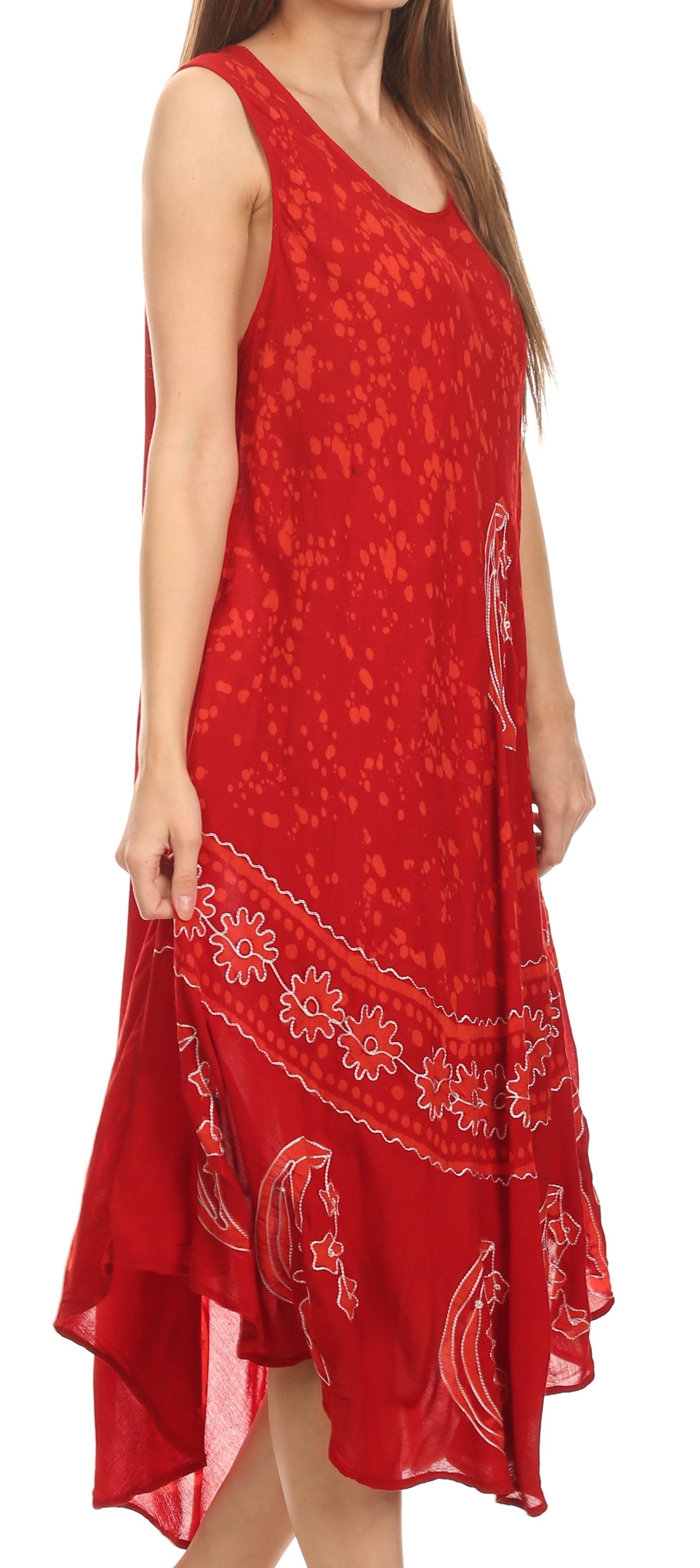 Sakkas - Moon and Stars Batik Caftan Tank Dress / Cover Up