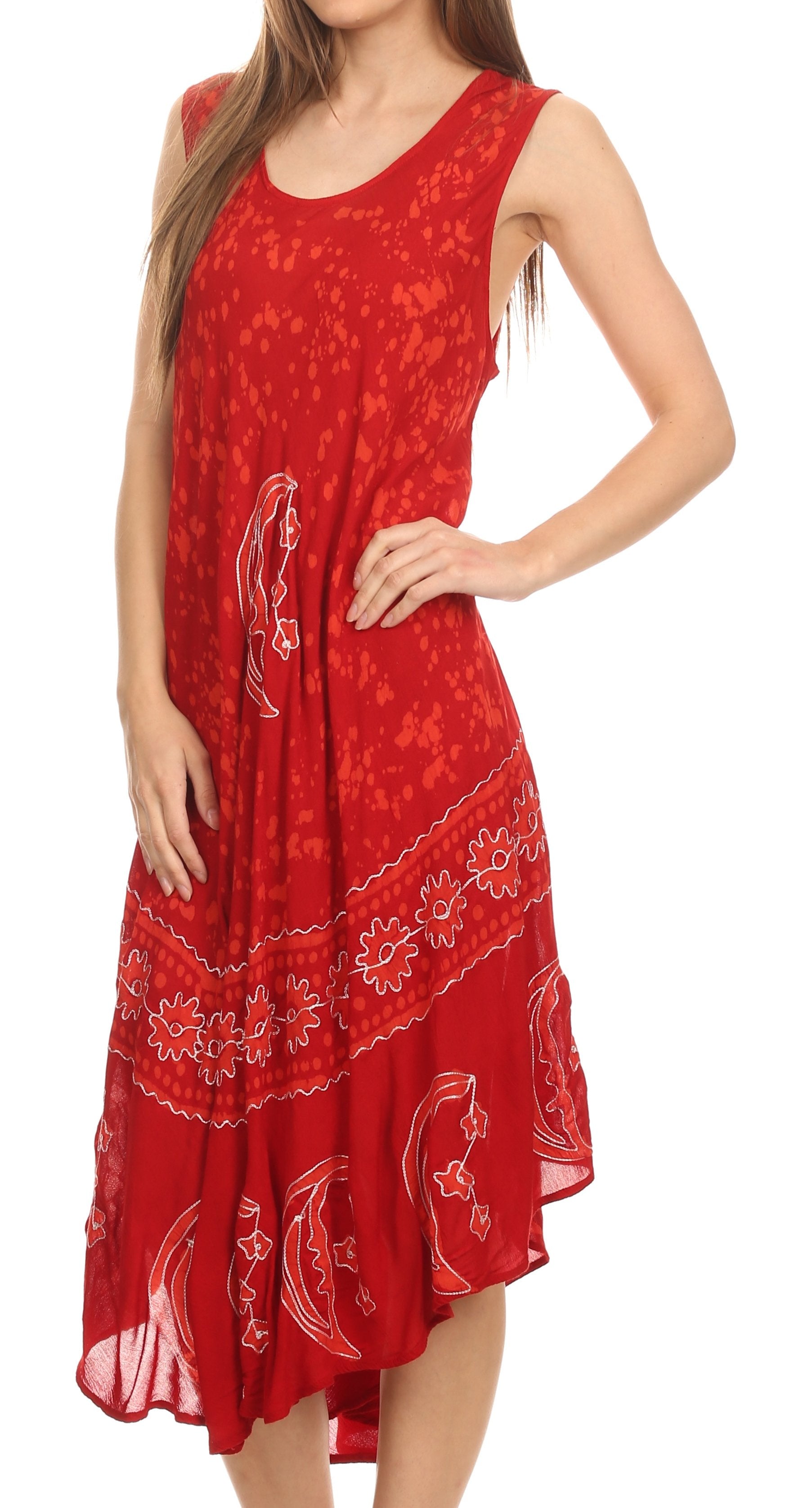 Sakkas - Moon and Stars Batik Caftan Tank Dress / Cover Up