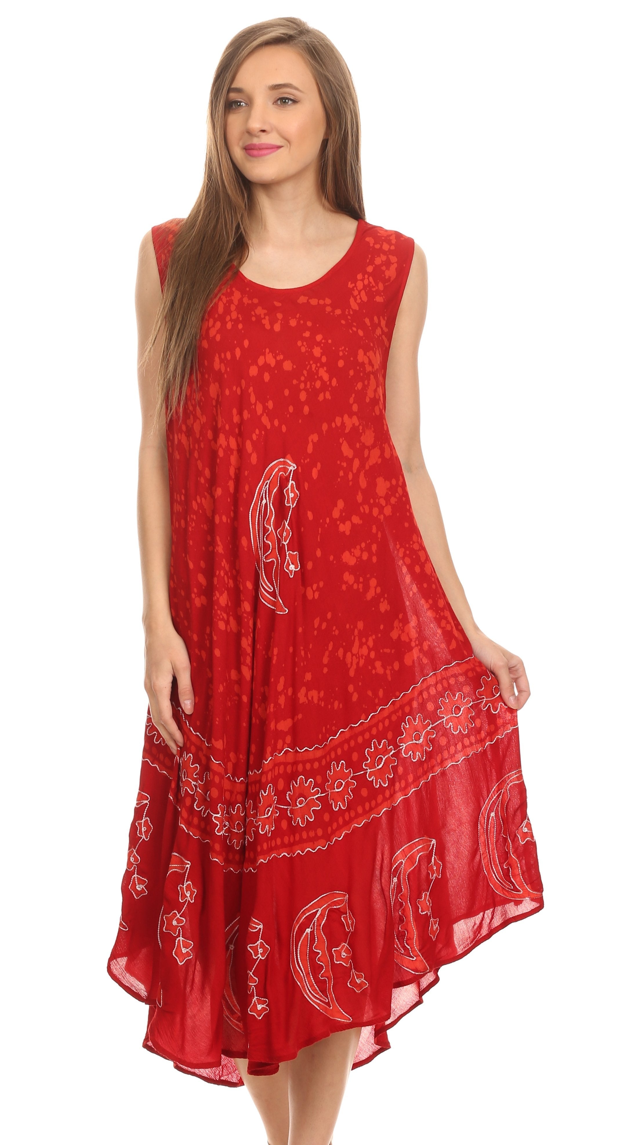 Sakkas - Moon and Stars Batik Caftan Tank Dress / Cover Up