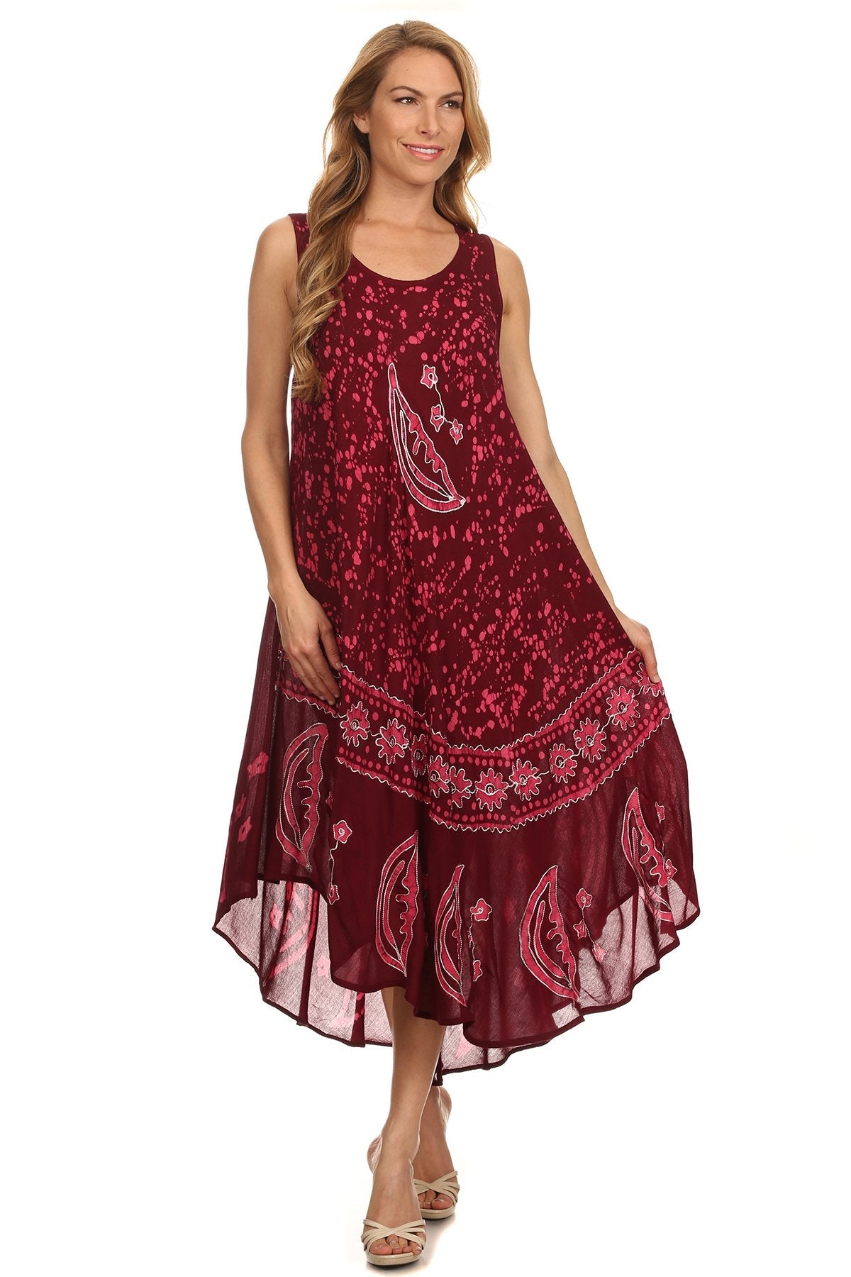 Sakkas - Moon and Stars Batik Caftan Tank Dress / Cover Up