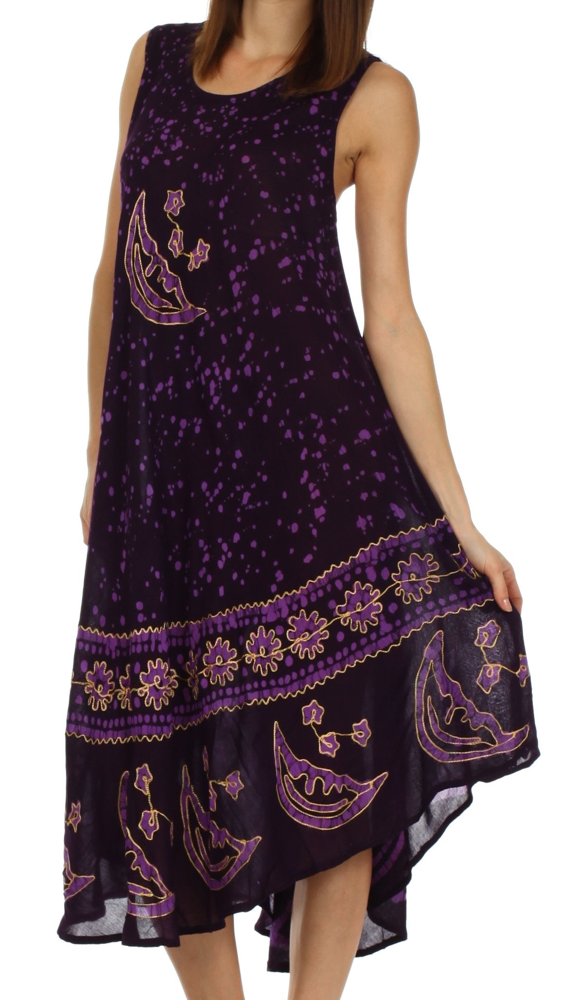 Sakkas - Moon and Stars Batik Caftan Tank Dress / Cover Up