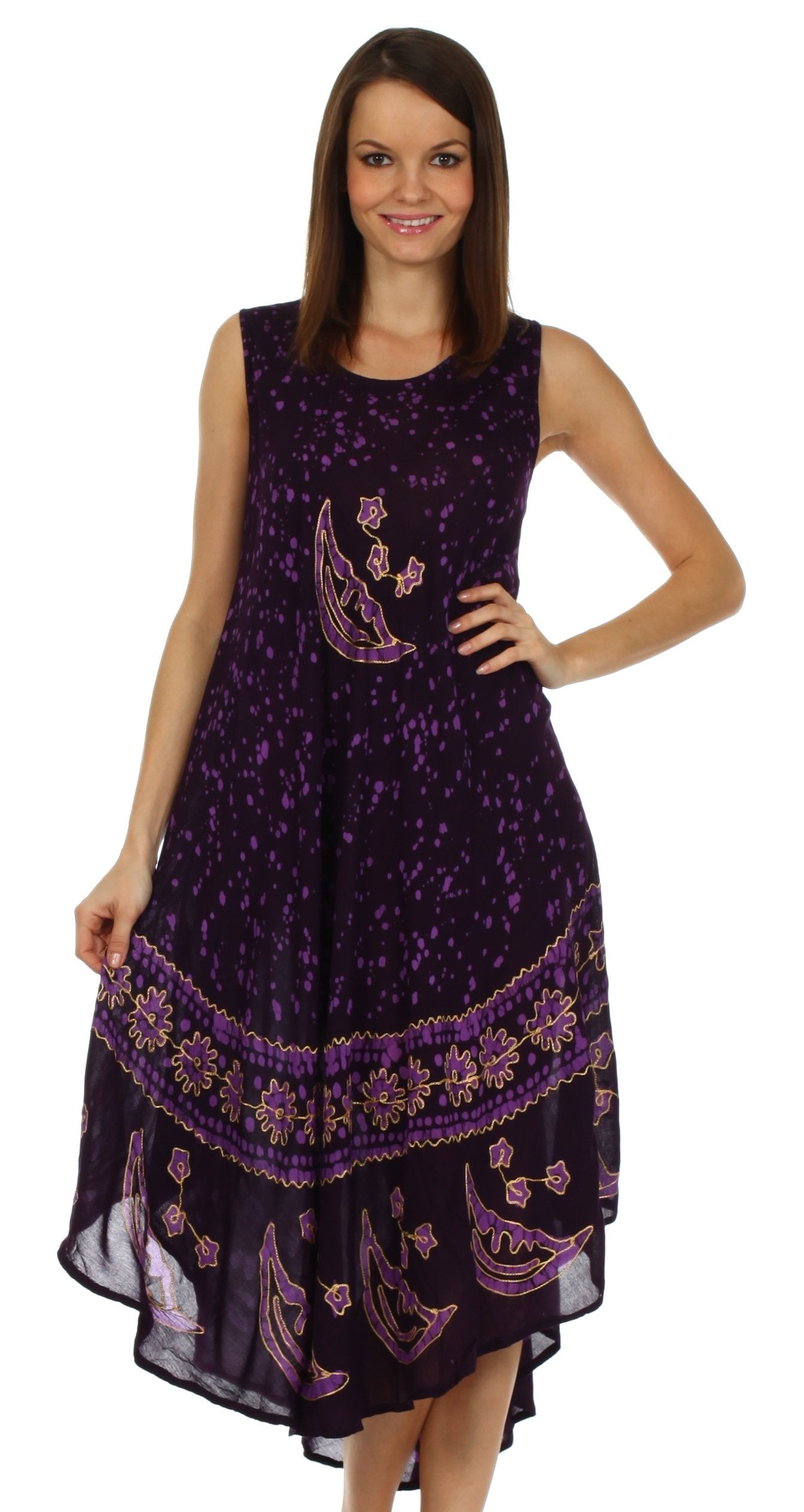 Sakkas - Moon and Stars Batik Caftan Tank Dress / Cover Up