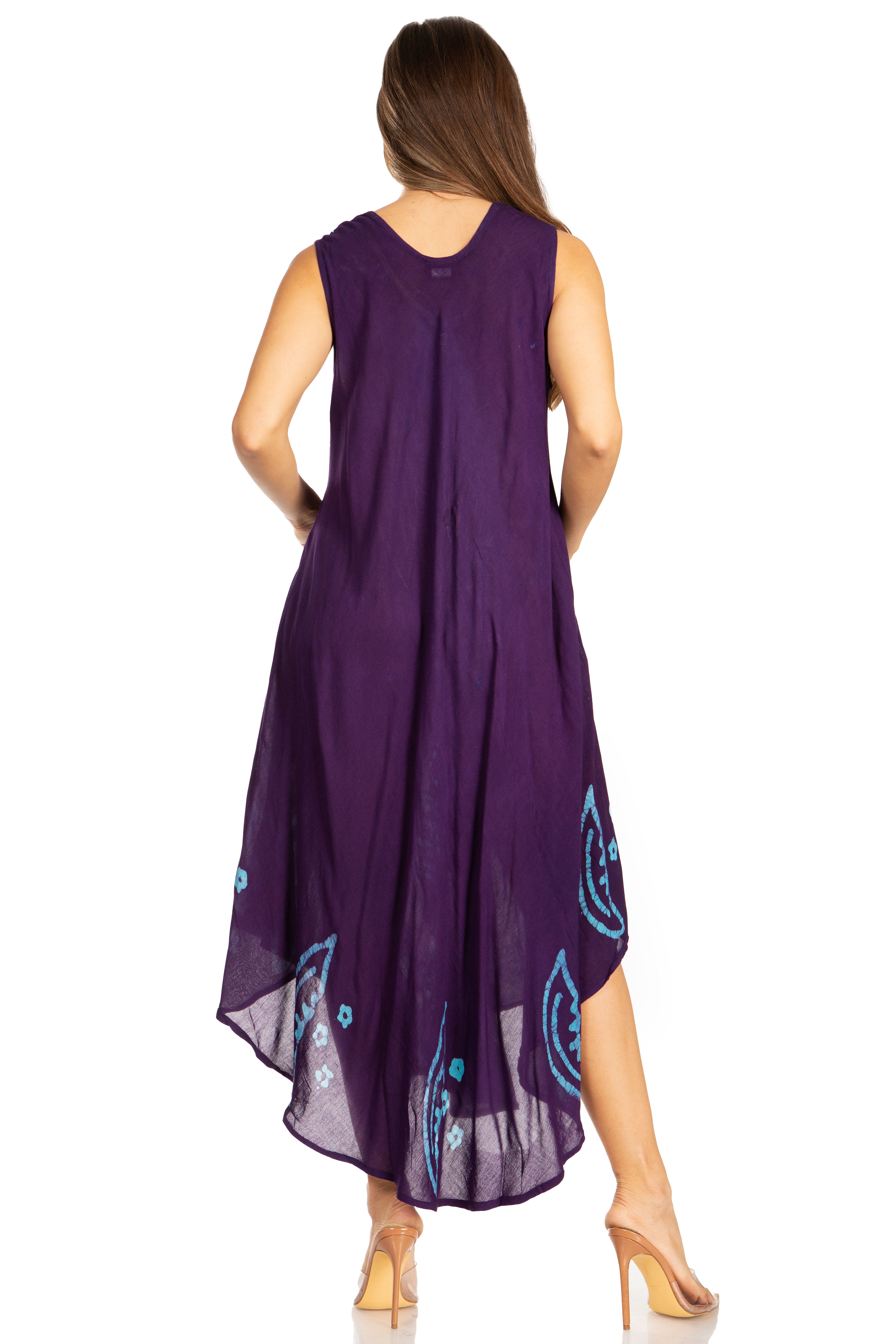 Sakkas - Moon and Stars Batik Caftan Tank Dress / Cover Up