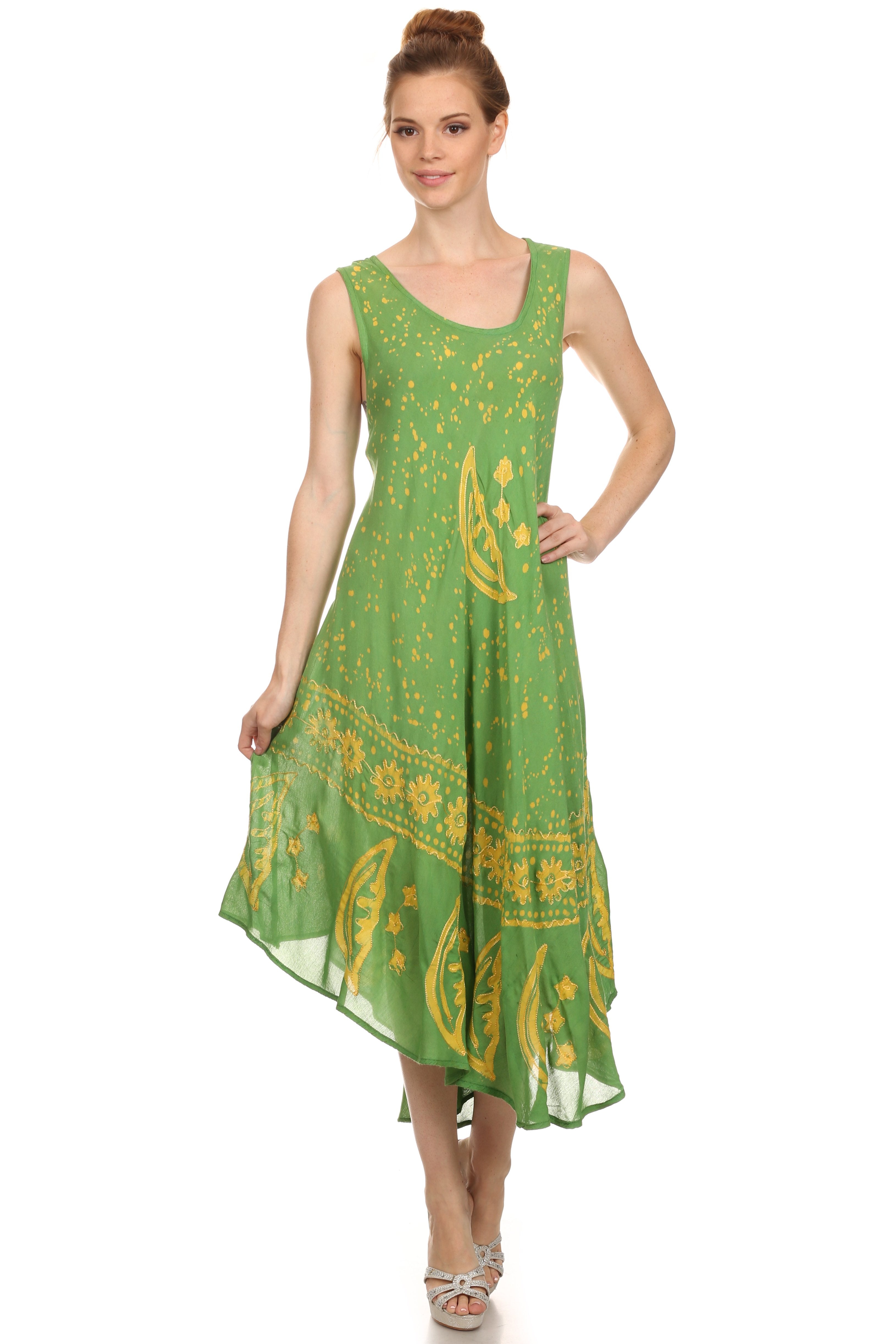 Sakkas - Moon and Stars Batik Caftan Tank Dress / Cover Up