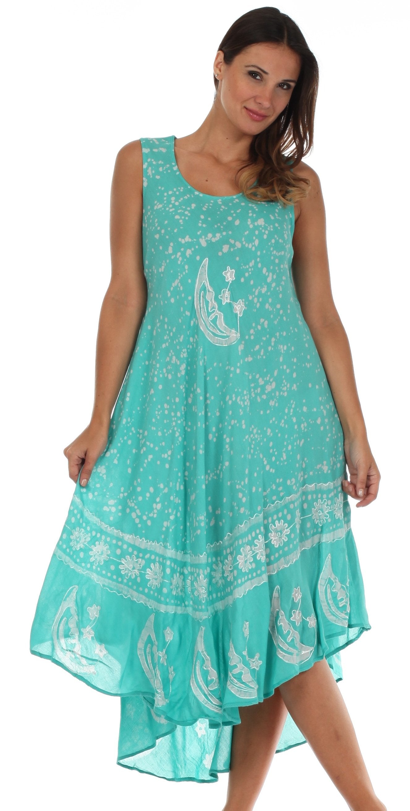 Sakkas - Moon and Stars Batik Caftan Tank Dress / Cover Up