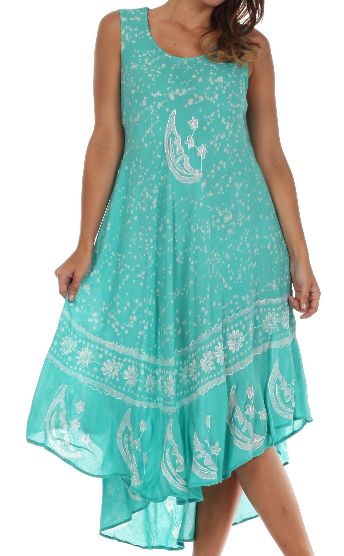 Sakkas - Moon and Stars Batik Caftan Tank Dress / Cover Up