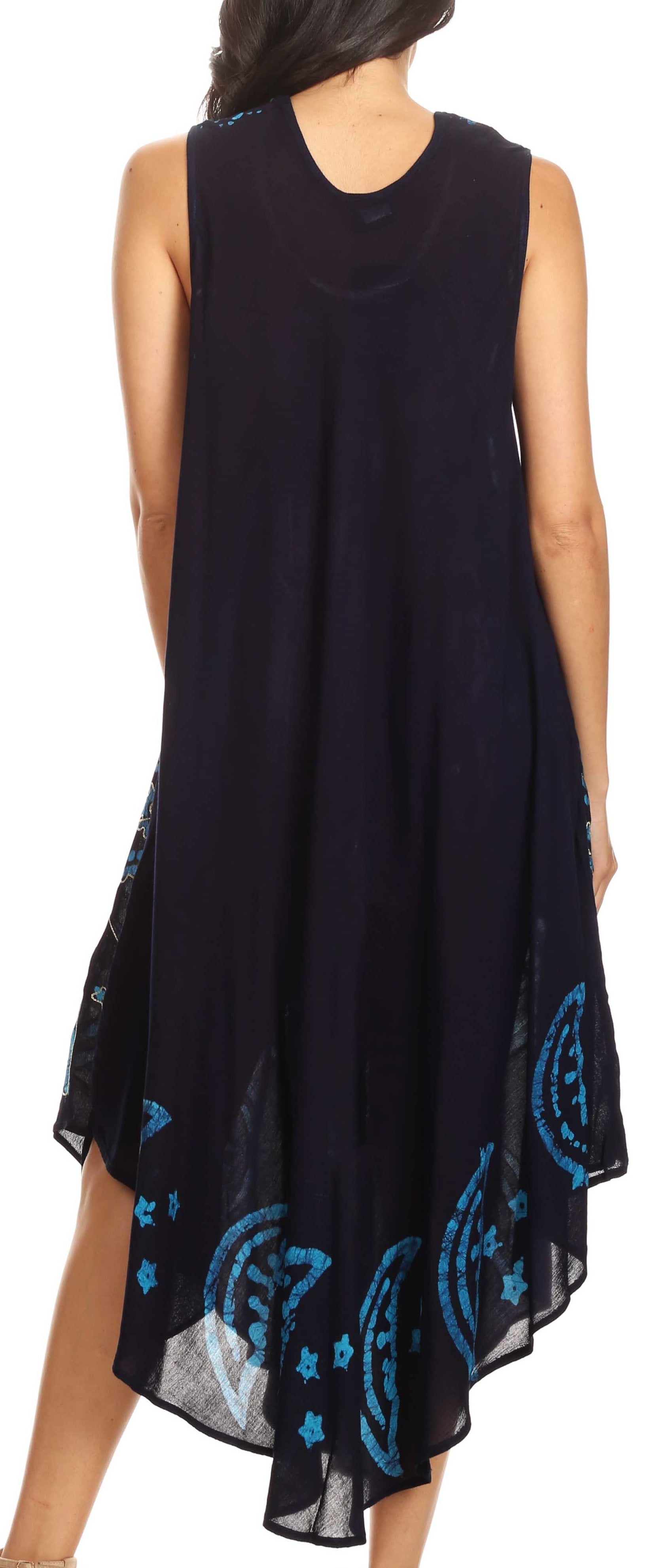 Sakkas - Moon and Stars Batik Caftan Tank Dress / Cover Up