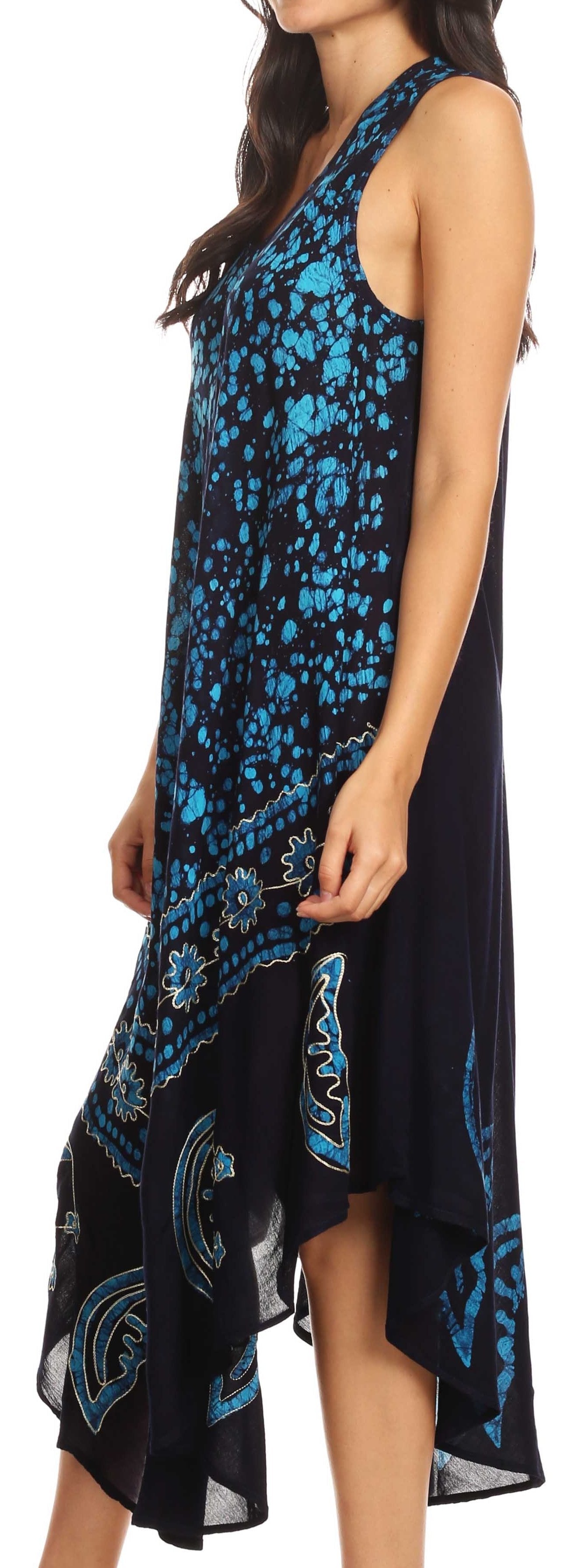 Sakkas - Moon and Stars Batik Caftan Tank Dress / Cover Up