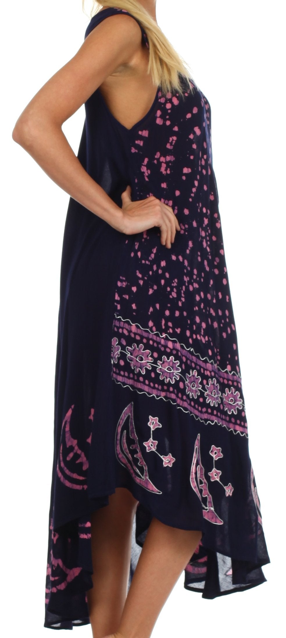 Sakkas - Moon and Stars Batik Caftan Tank Dress / Cover Up