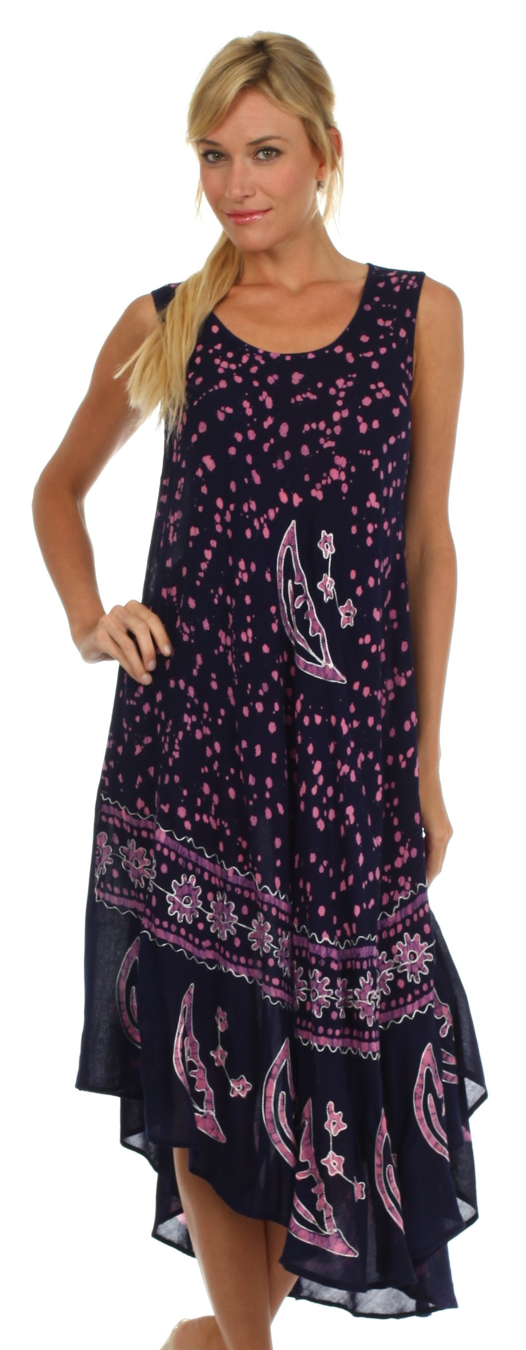 Sakkas - Moon and Stars Batik Caftan Tank Dress / Cover Up