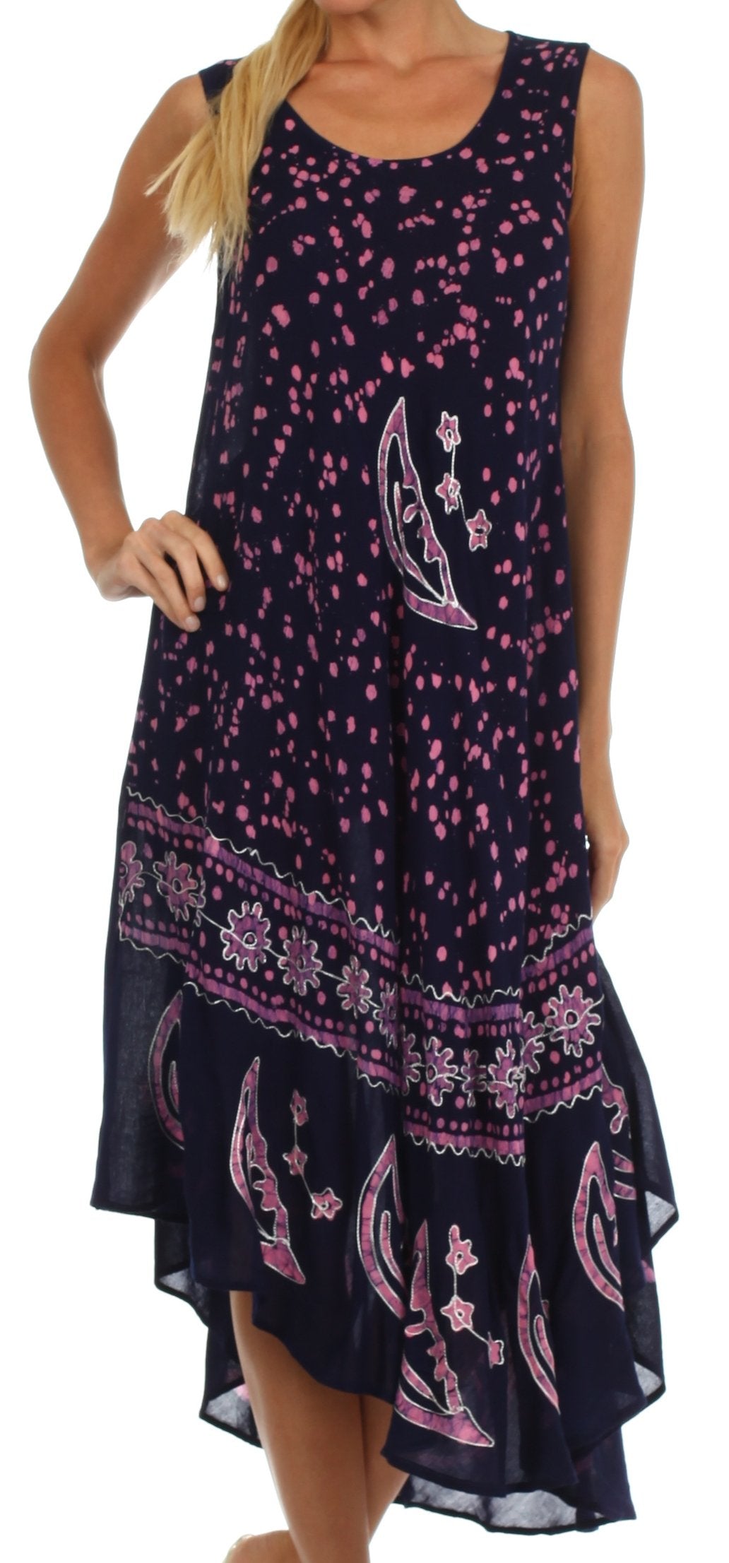 Sakkas - Moon and Stars Batik Caftan Tank Dress / Cover Up