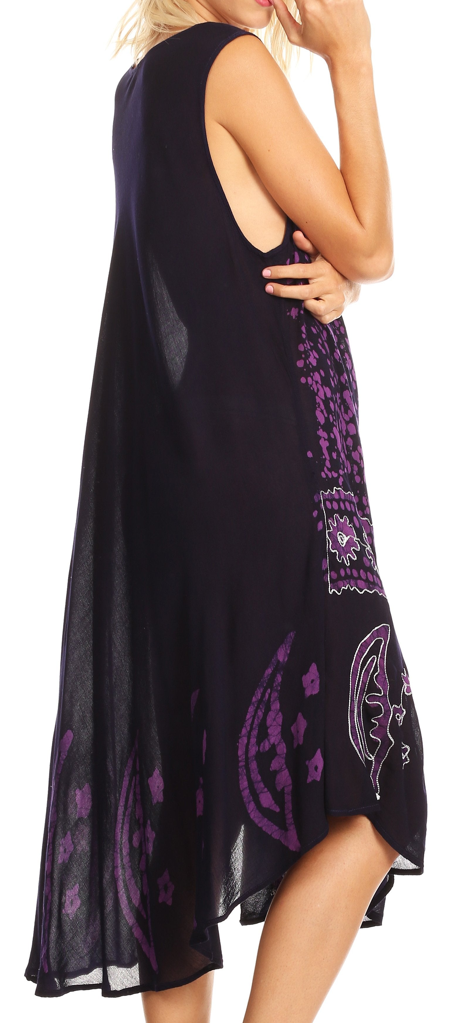 Sakkas - Moon and Stars Batik Caftan Tank Dress / Cover Up