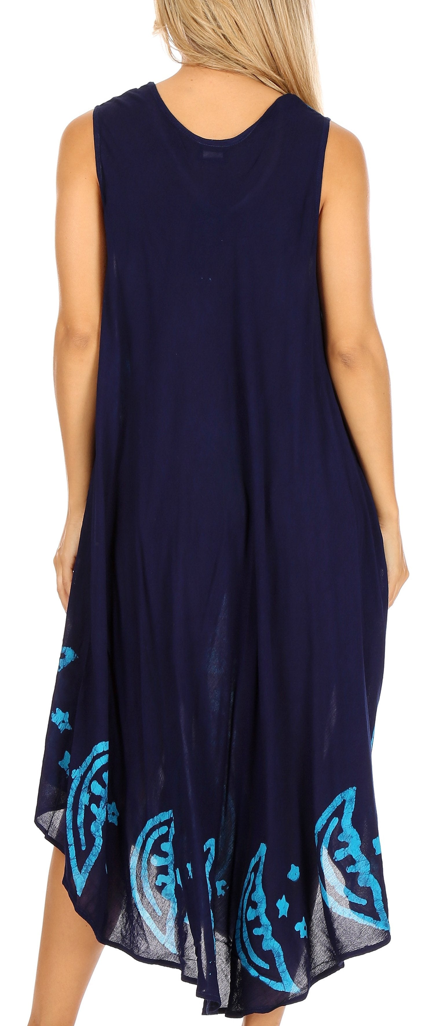 Sakkas - Moon and Stars Batik Caftan Tank Dress / Cover Up
