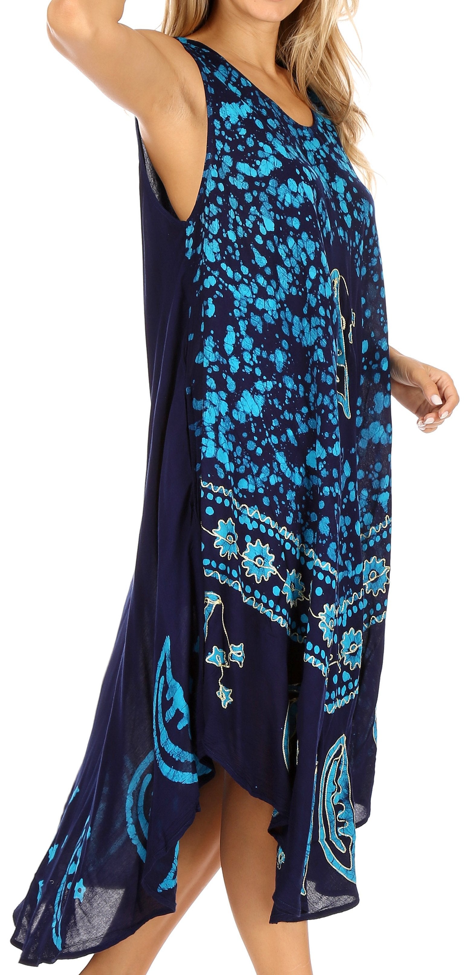 Sakkas - Moon and Stars Batik Caftan Tank Dress / Cover Up