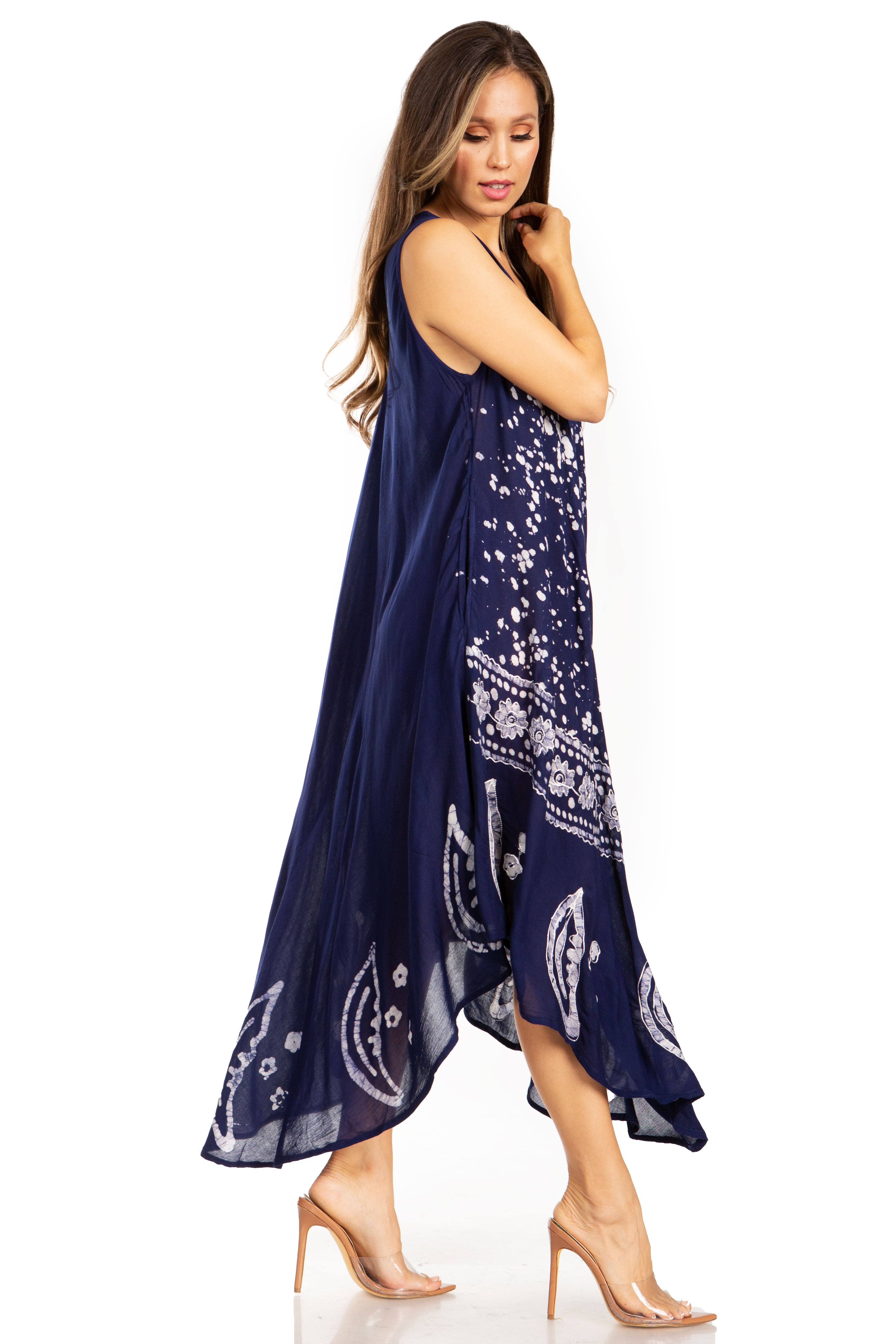 Sakkas - Moon and Stars Batik Caftan Tank Dress / Cover Up
