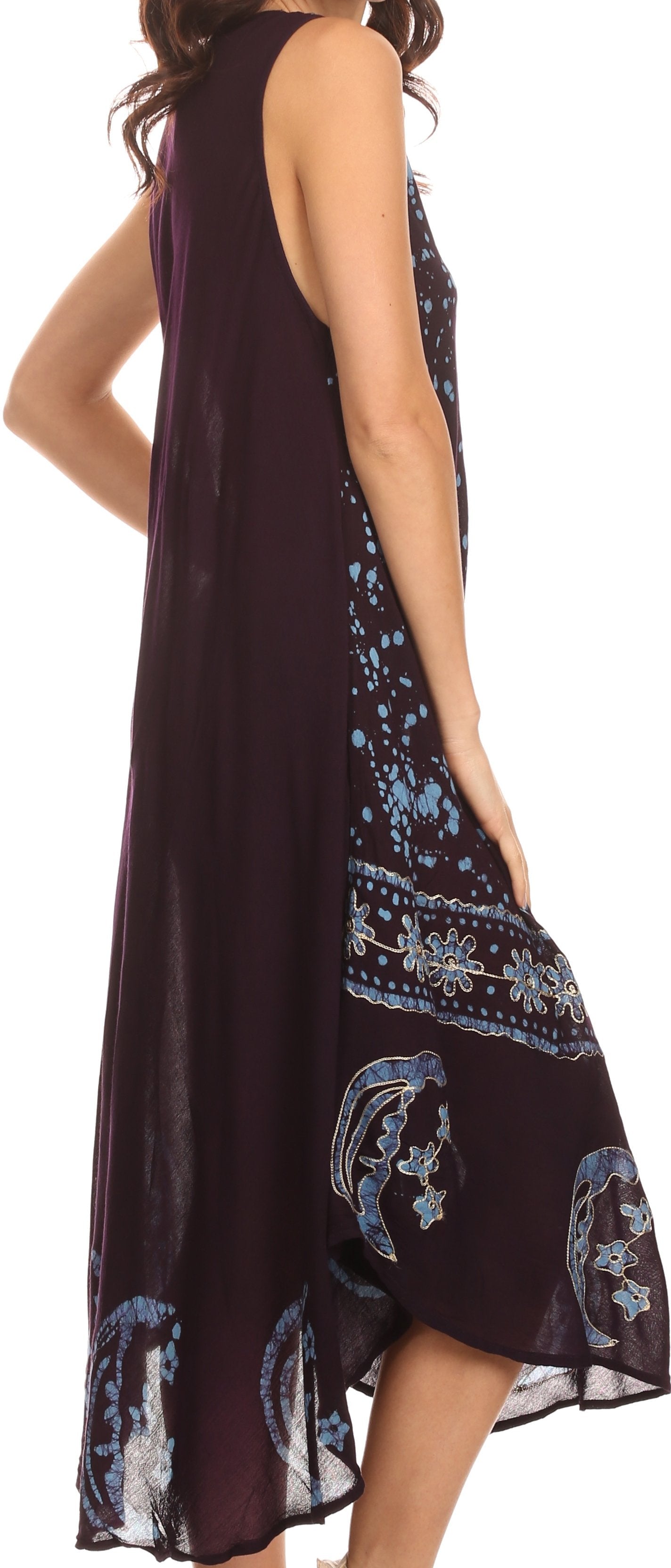 Sakkas - Moon and Stars Batik Caftan Tank Dress / Cover Up