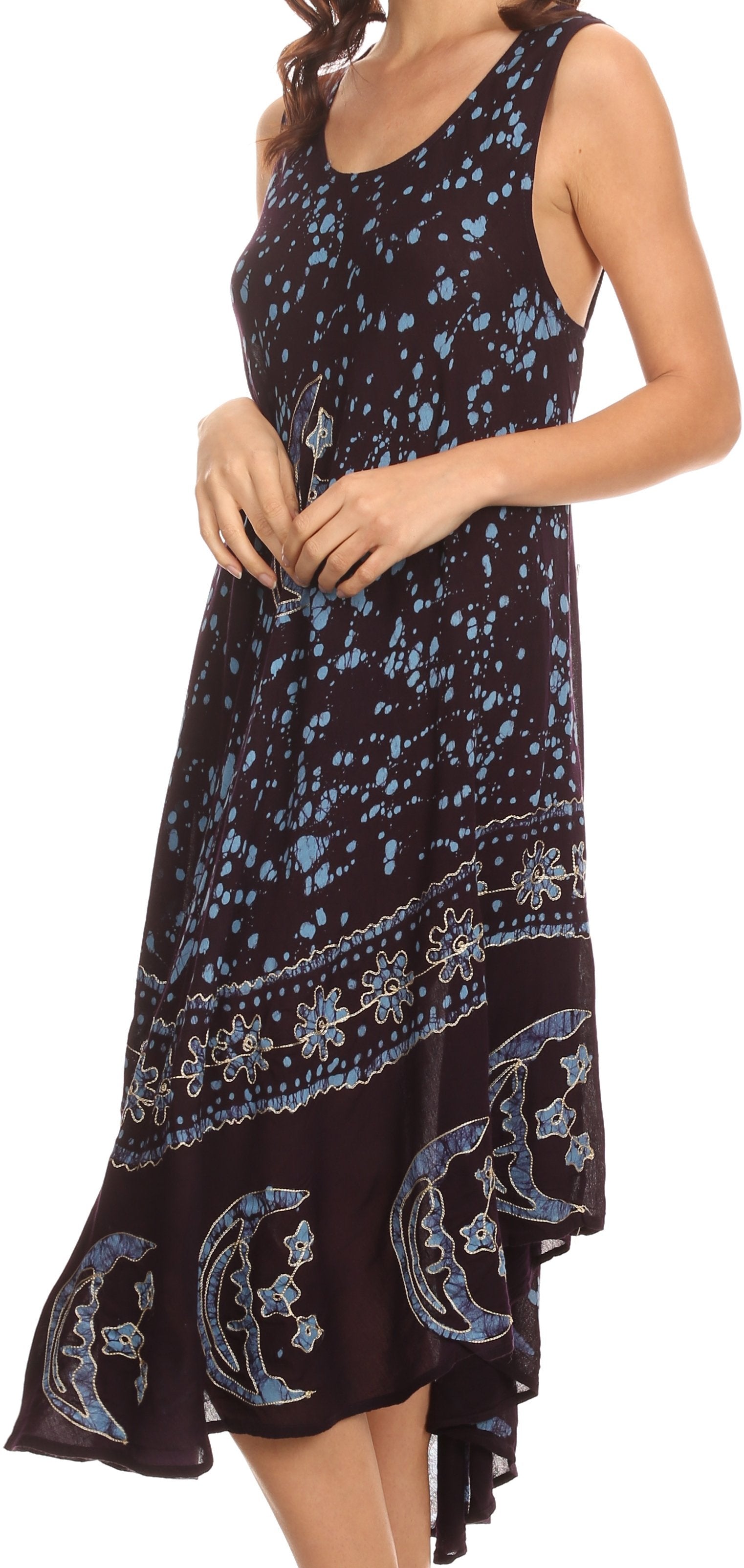 Sakkas - Moon and Stars Batik Caftan Tank Dress / Cover Up