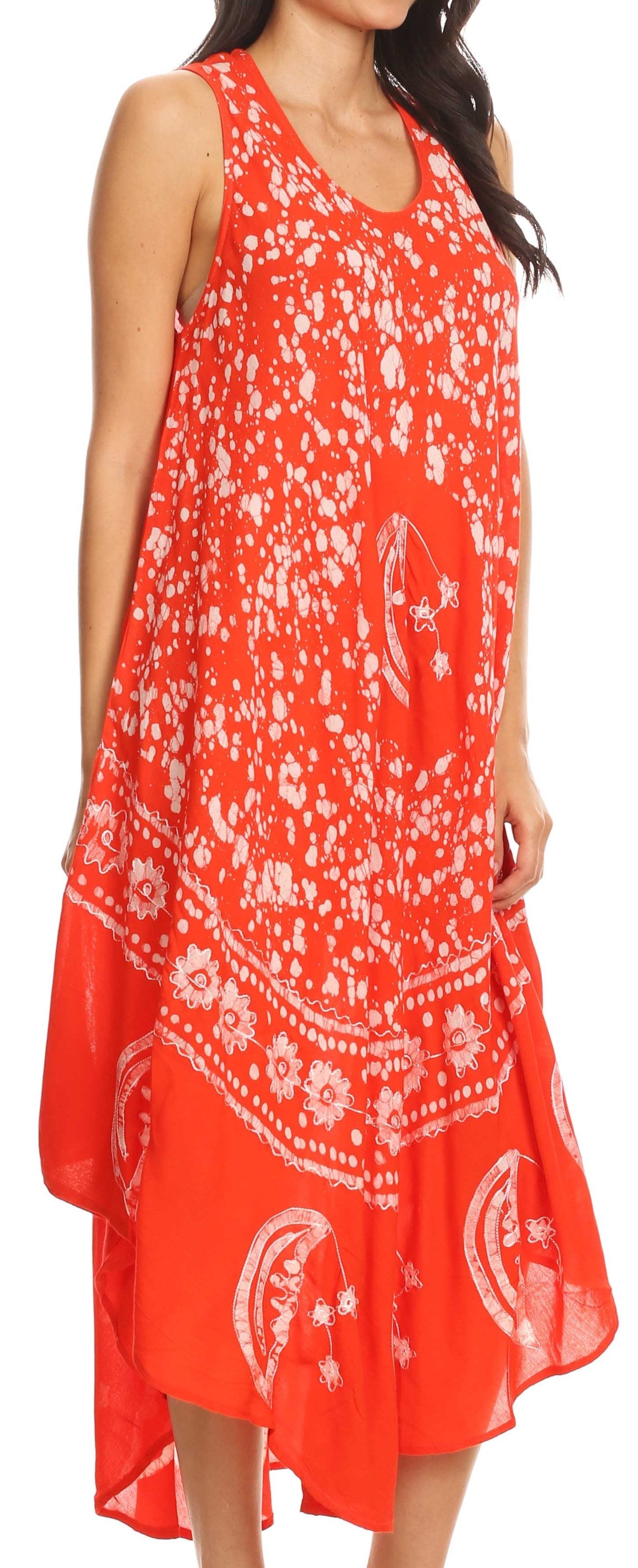 Sakkas - Moon and Stars Batik Caftan Tank Dress / Cover Up