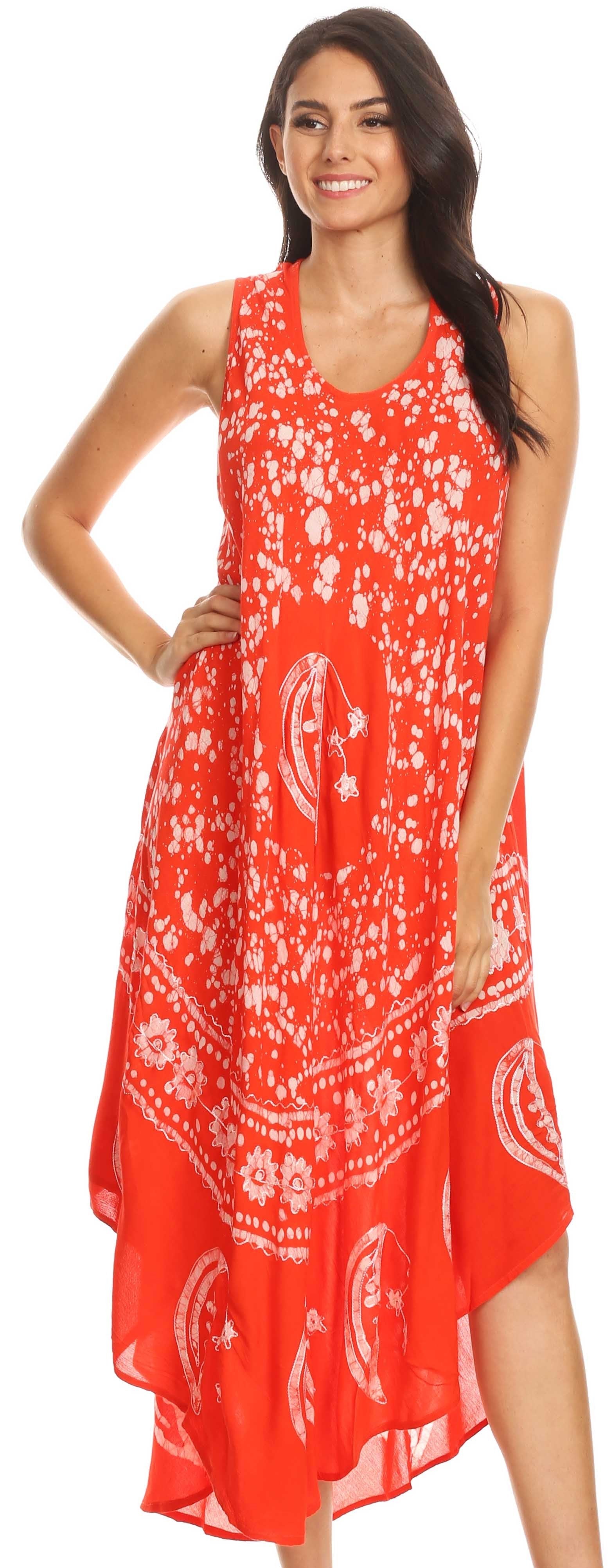 Sakkas - Moon and Stars Batik Caftan Tank Dress / Cover Up