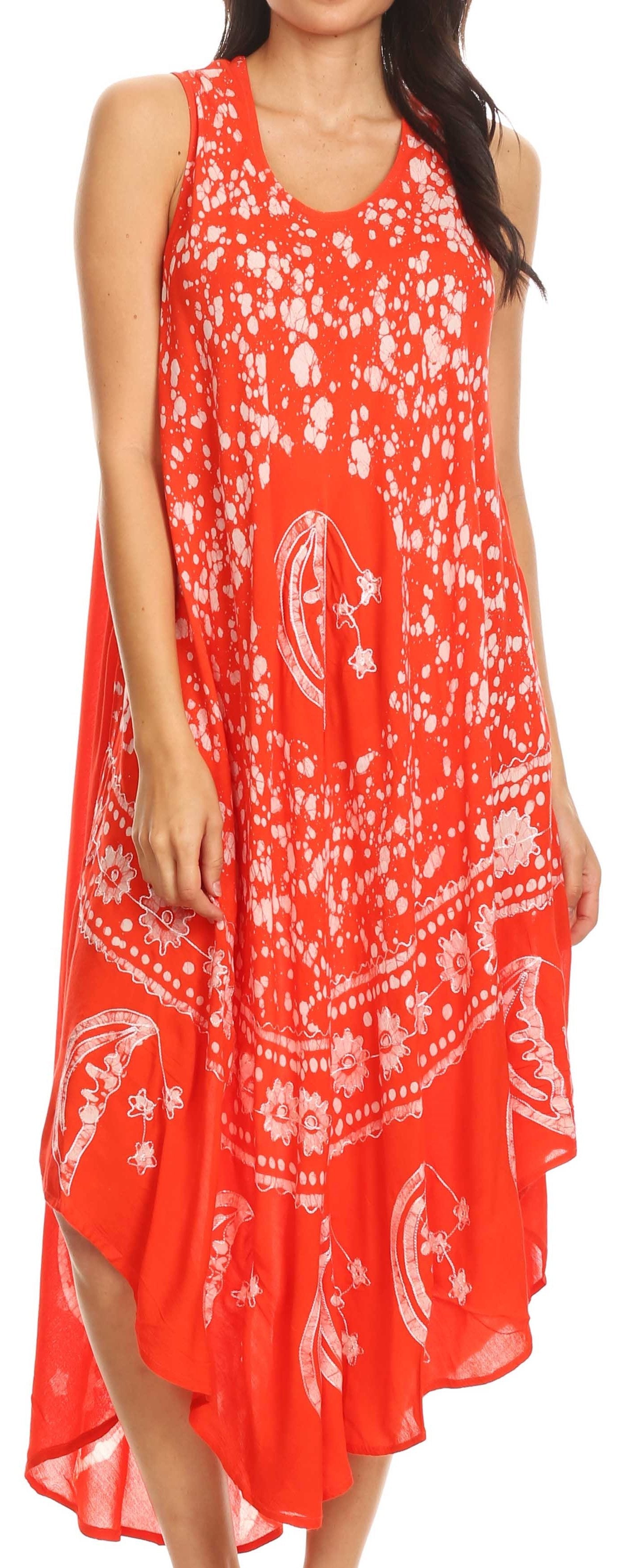 Sakkas - Moon and Stars Batik Caftan Tank Dress / Cover Up