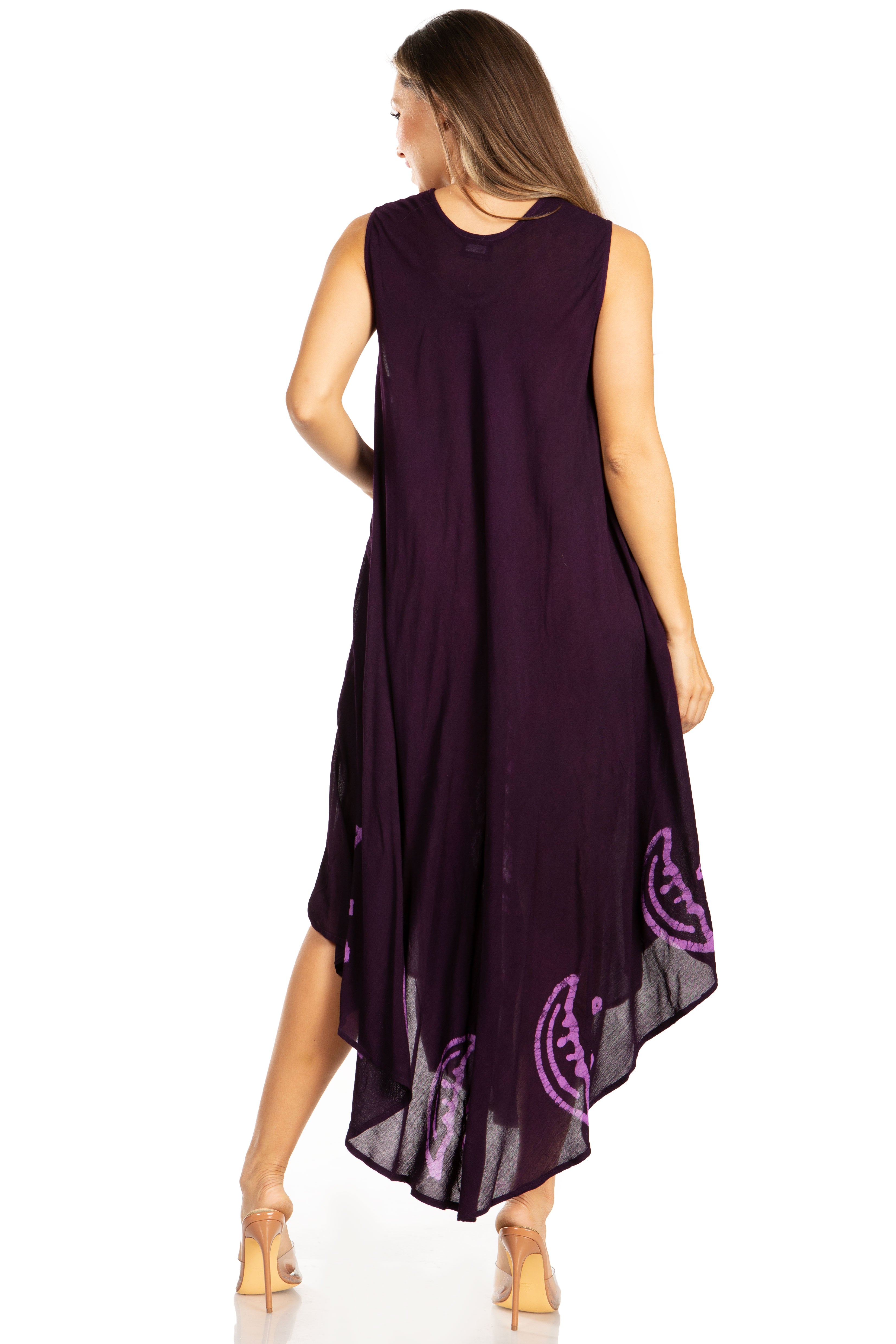 Sakkas - Moon and Stars Batik Caftan Tank Dress / Cover Up